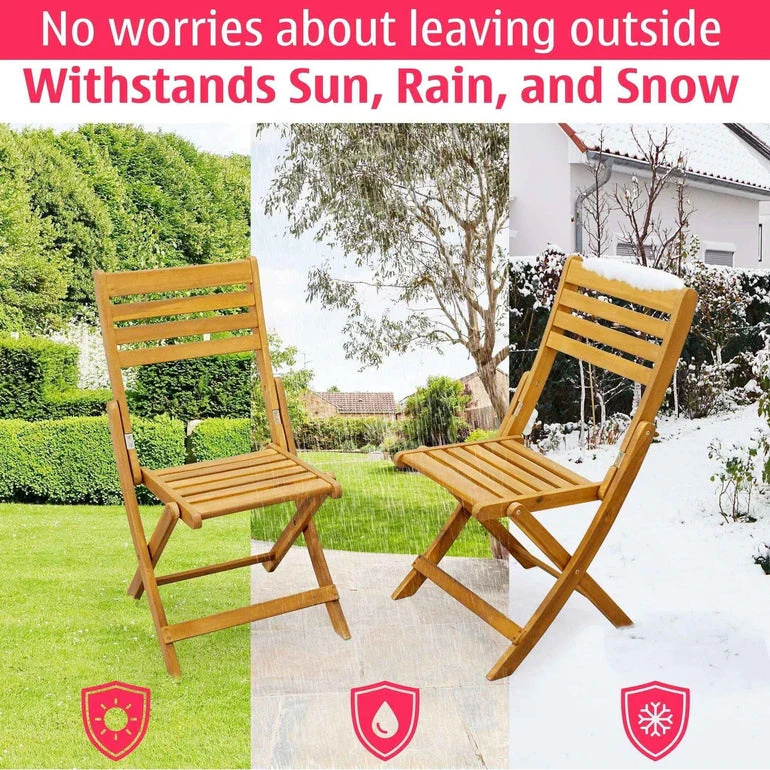 Tranquillo Anya Solid Wood Folding Chairs - Set of 2 Acacia Wood - Image 8
