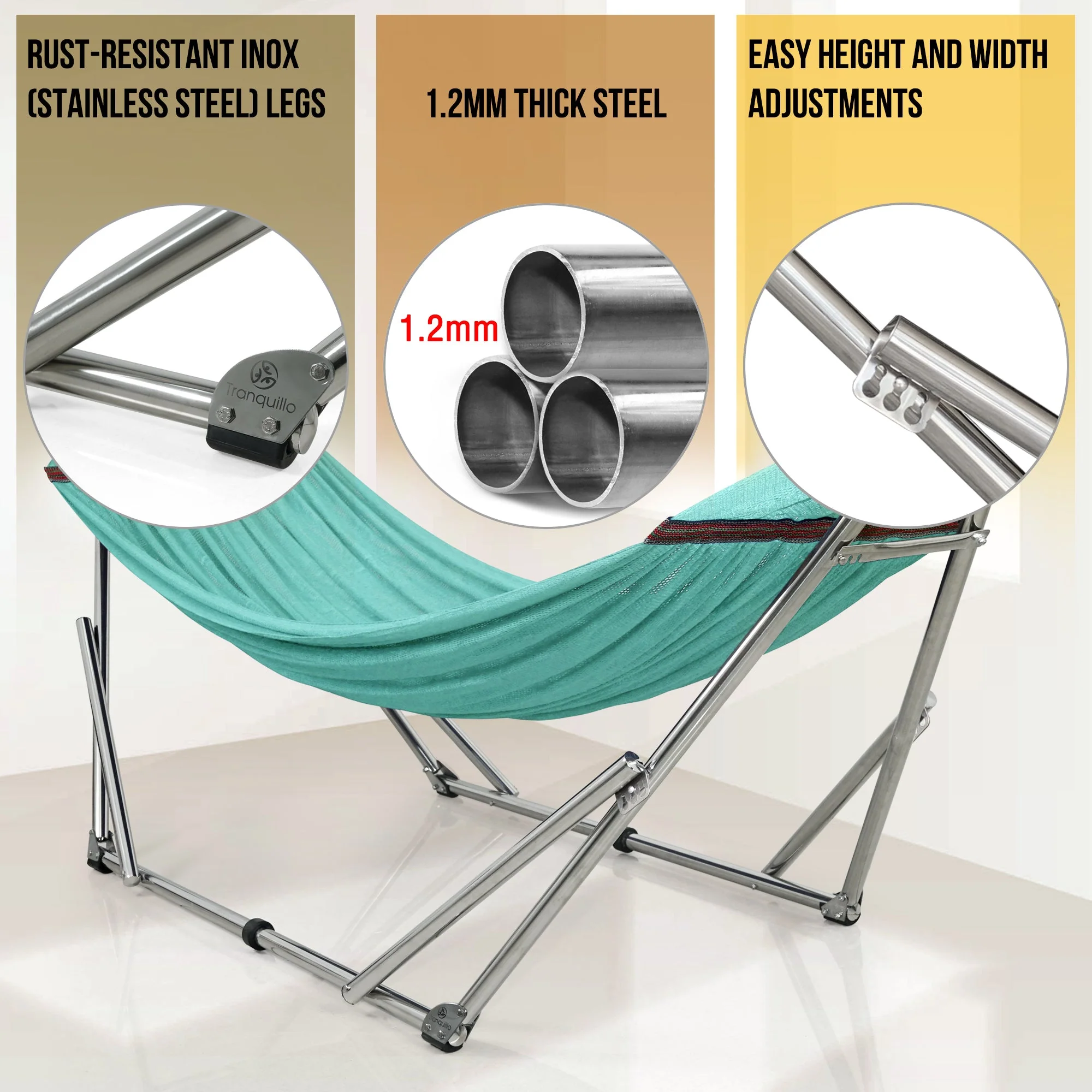 Tranquillo Original Stainless Steel Hammock Stand for Ultimate Relaxation - Image 75