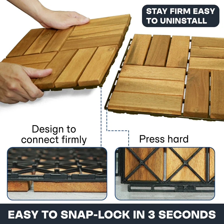 Tranquillo Solid Wood Premium Deck Tiles set 10 for Stylish Outdoor Spaces - Image 12