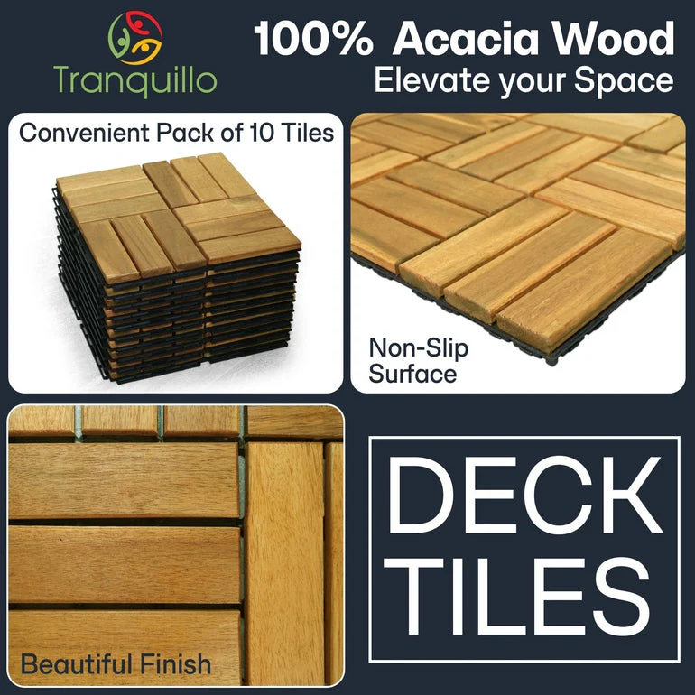 Tranquillo Solid Wood Premium Deck Tiles set 10 for Stylish Outdoor Spaces - Image 14