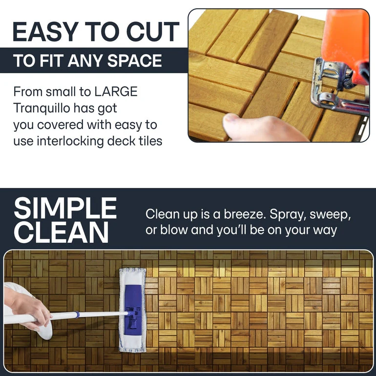 Tranquillo Solid Wood Premium Deck Tiles set 10 for Stylish Outdoor Spaces - Image 16
