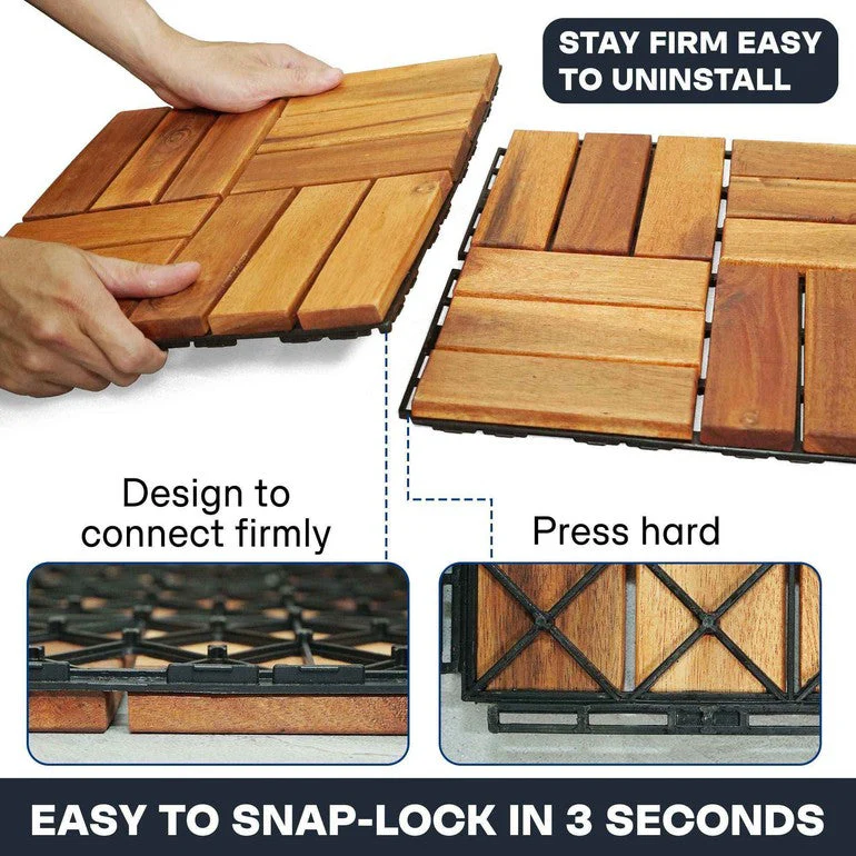 Tranquillo Solid Wood Premium Deck Tiles set 10 for Stylish Outdoor Spaces - Image 4