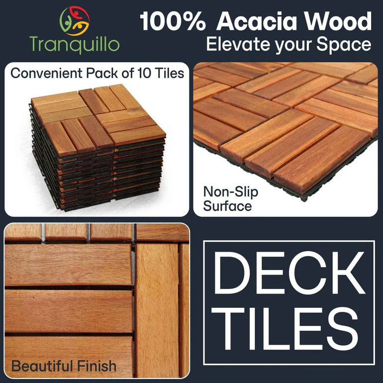 Tranquillo Solid Wood Premium Deck Tiles set 10 for Stylish Outdoor Spaces - Image 5