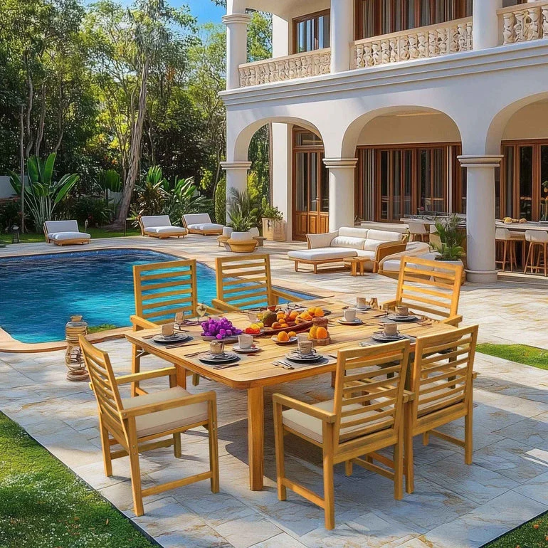 Tranquillo Solara Acacia Wood Outdoor Chairs Set of 2 with Cushions for Stylish Outdoor Seating - Image 7