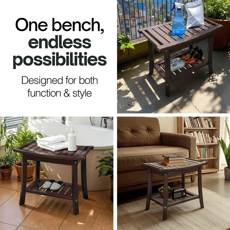 Tranquillo Solid Wood Shower Bench - Durable Shower Stool Wood - Image 6