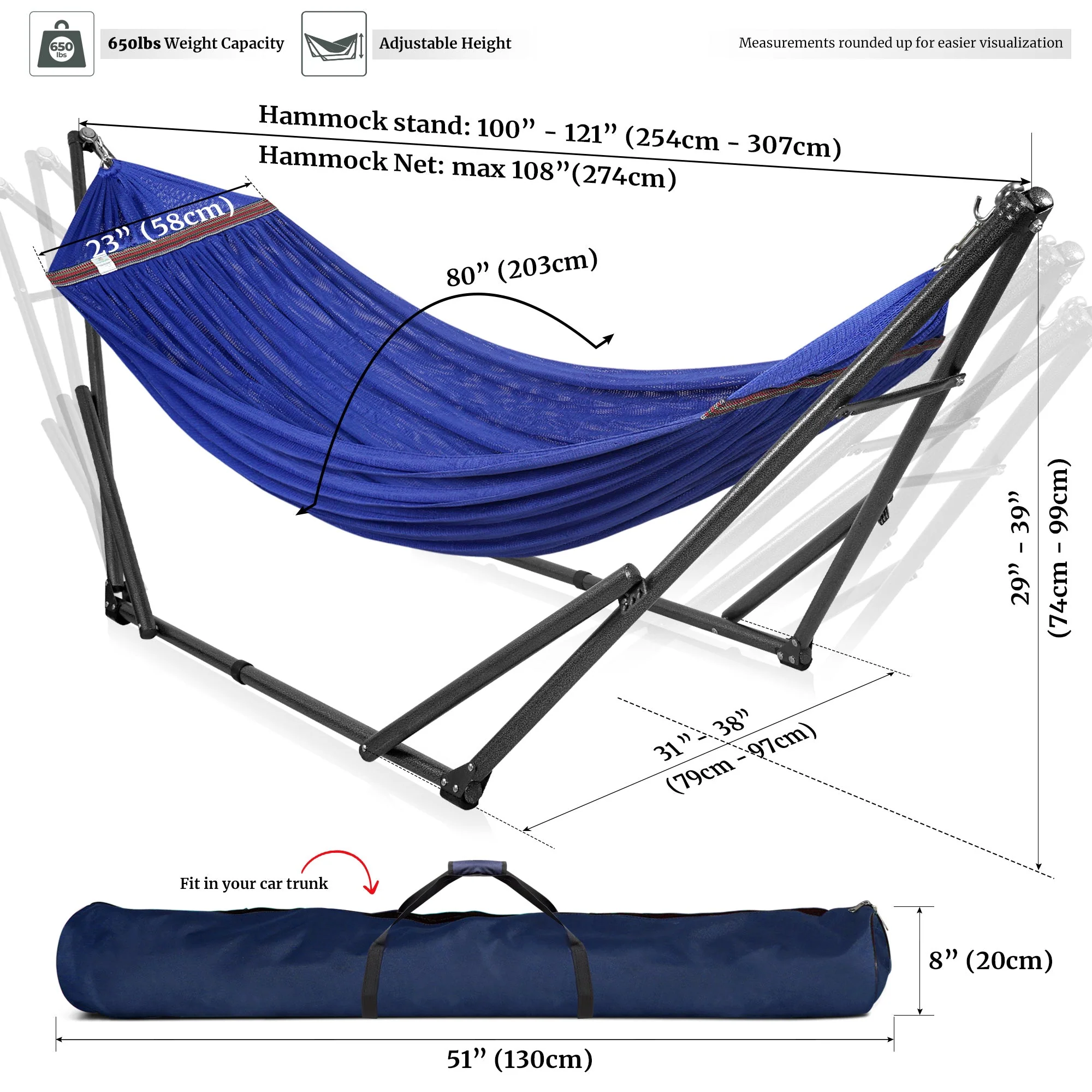 Tranquillo Universal Hammock with Medium Size Stands for Ultimate Relaxation - Ideal Universal Hammock Stands - Medium Size - Image 12