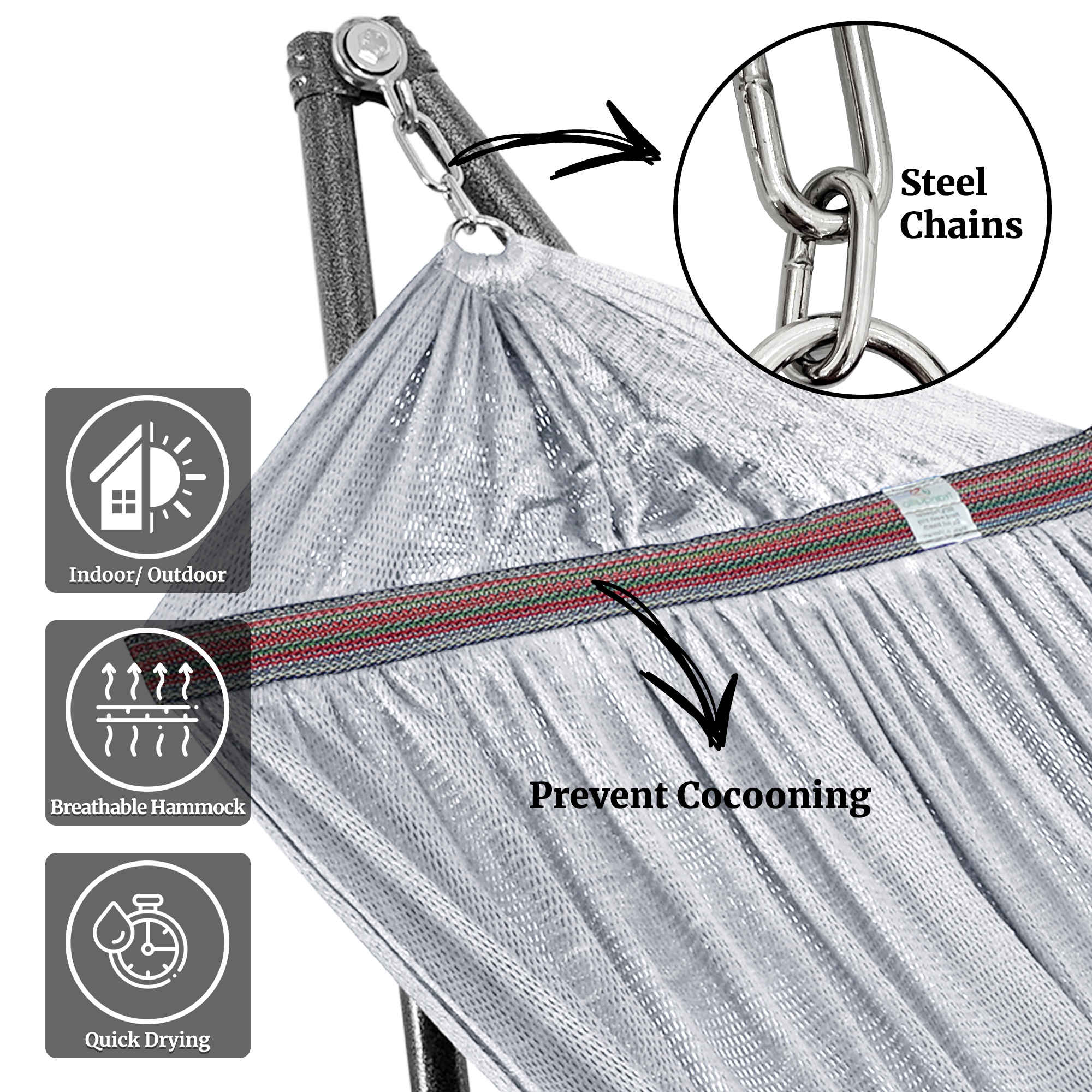 Tranquillo Universal Hammock with Medium Size Stands for Ultimate Relaxation - Ideal Universal Hammock Stands - Medium Size - Image 29