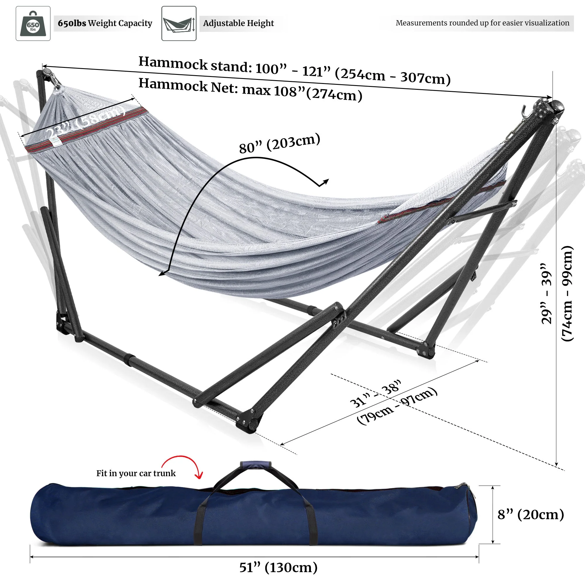 Tranquillo Universal Hammock with Medium Size Stands for Ultimate Relaxation - Ideal Universal Hammock Stands - Medium Size - Image 30