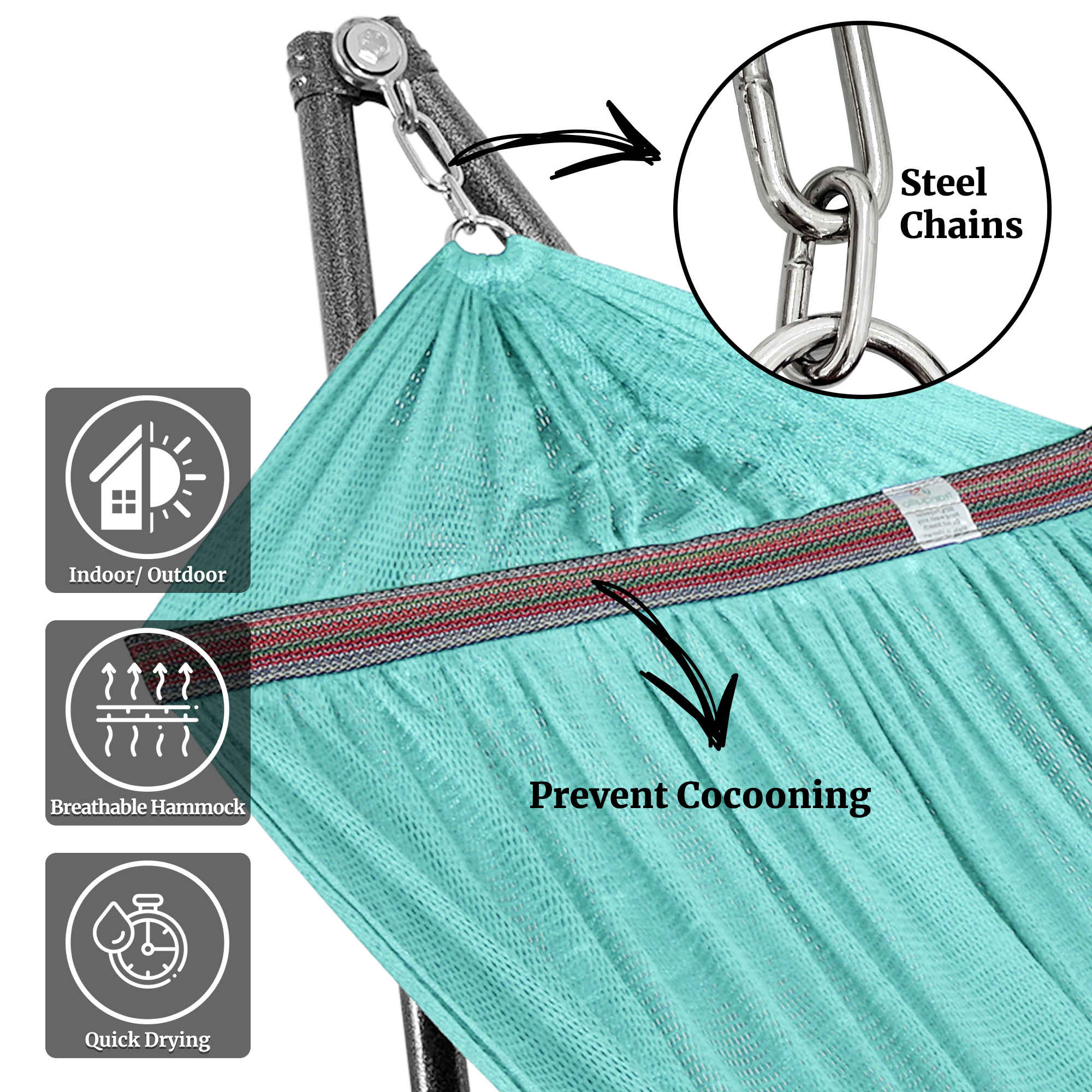 Tranquillo Universal Hammock with Medium Size Stands for Ultimate Relaxation - Ideal Universal Hammock Stands - Medium Size - Image 38
