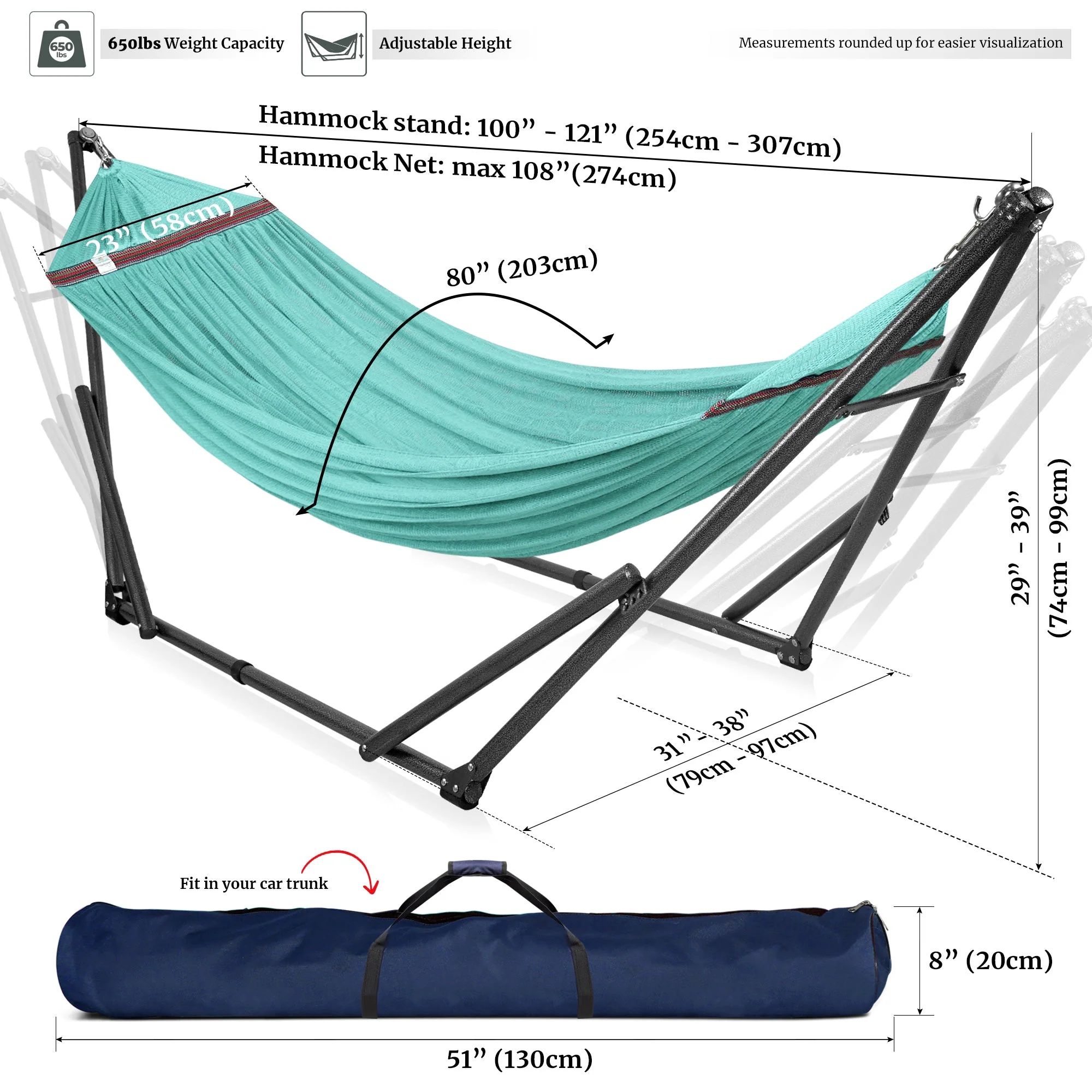 Tranquillo Universal Hammock with Medium Size Stands for Ultimate Relaxation - Ideal Universal Hammock Stands - Medium Size - Image 39