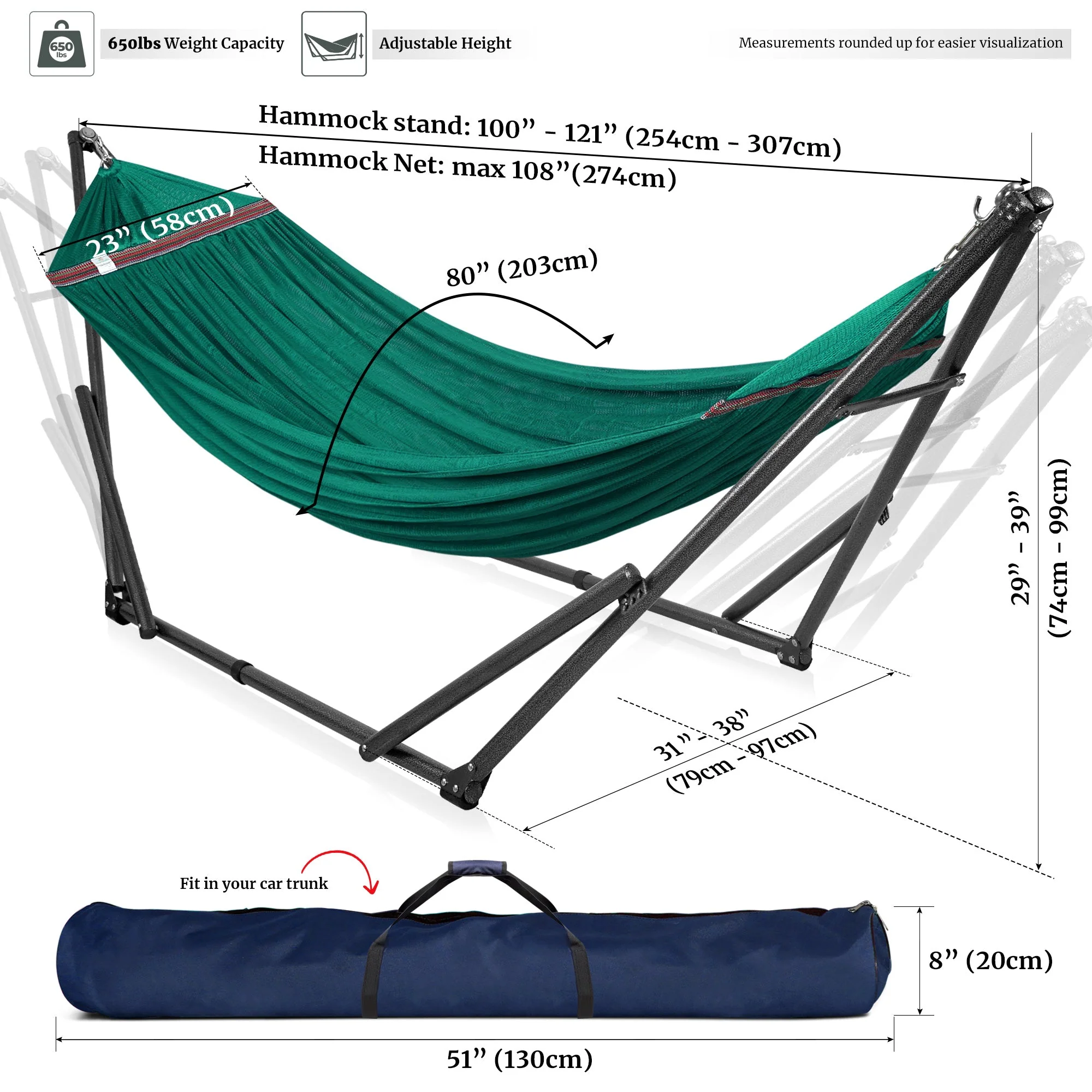 Tranquillo Universal Hammock with Medium Size Stands for Ultimate Relaxation - Ideal Universal Hammock Stands - Medium Size - Image 48