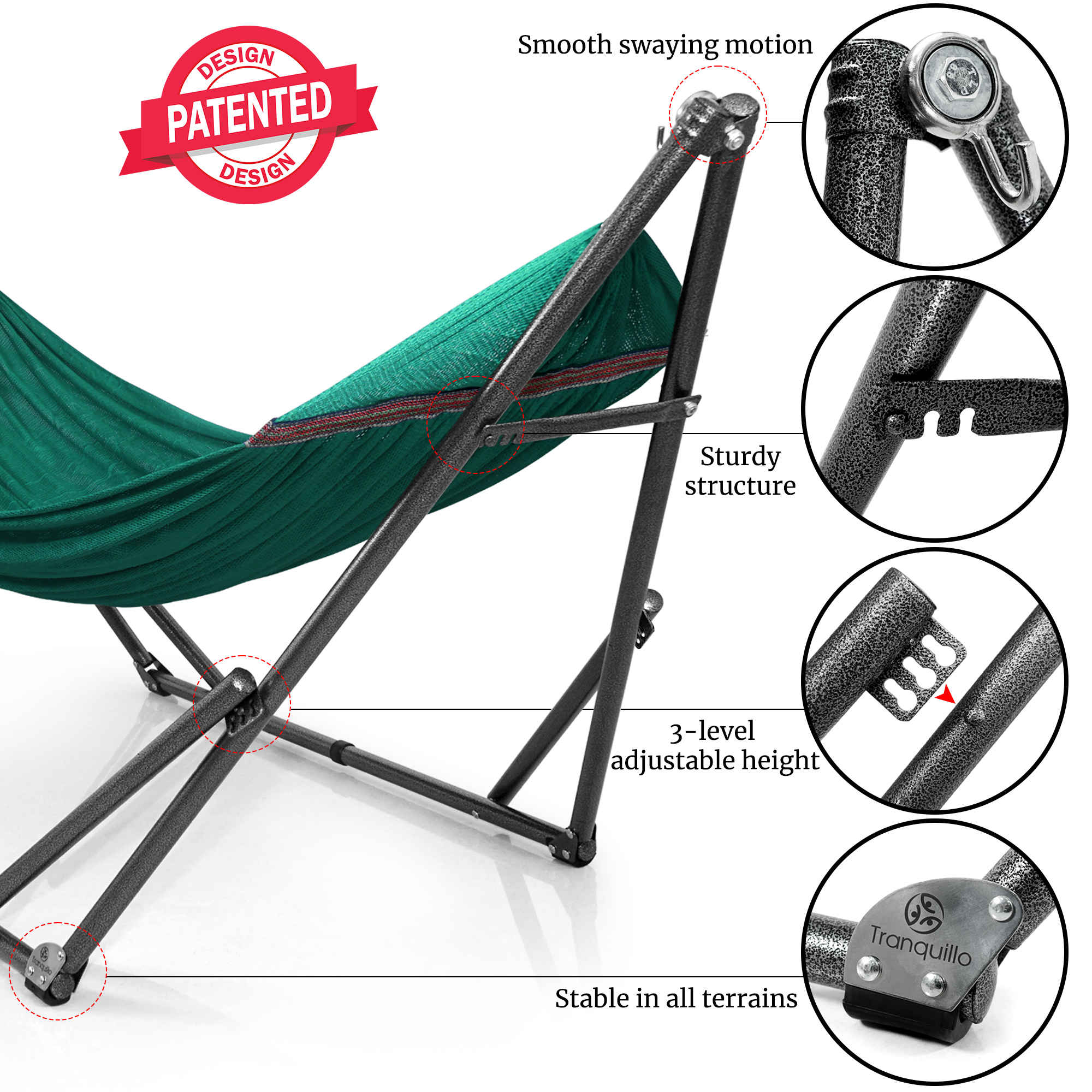 Tranquillo Universal Hammock with Medium Size Stands for Ultimate Relaxation - Ideal Universal Hammock Stands - Medium Size - Image 50