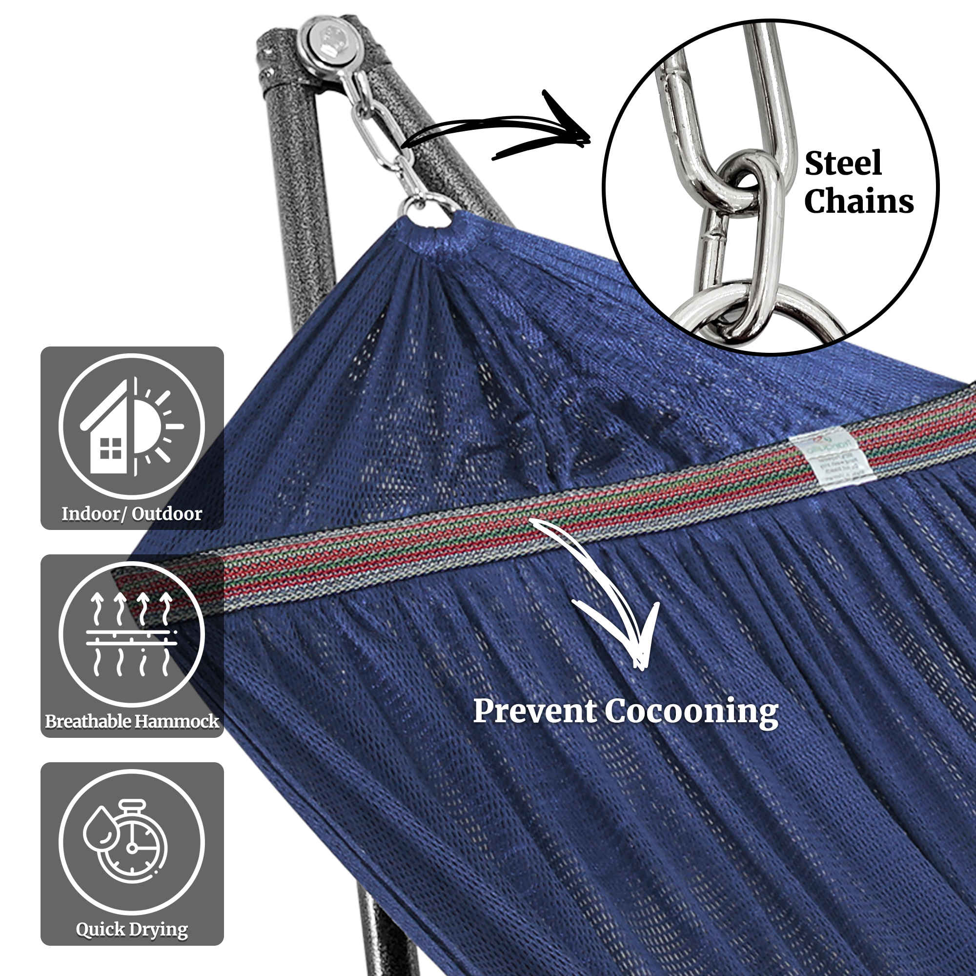 Tranquillo Universal Hammock with Medium Size Stands for Ultimate Relaxation - Ideal Universal Hammock Stands - Medium Size - Image 56