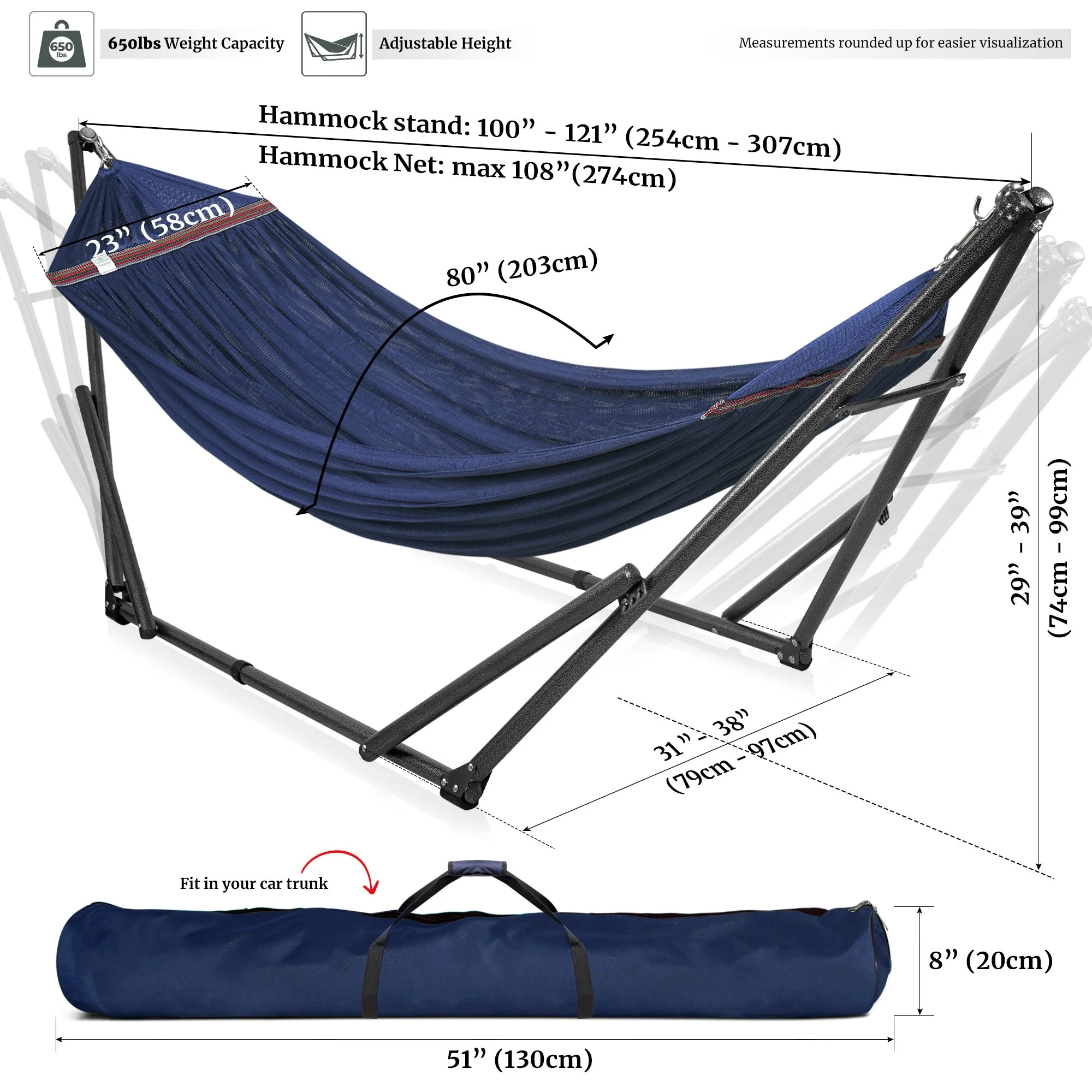 Tranquillo Universal Hammock with Medium Size Stands for Ultimate Relaxation - Ideal Universal Hammock Stands - Medium Size - Image 57