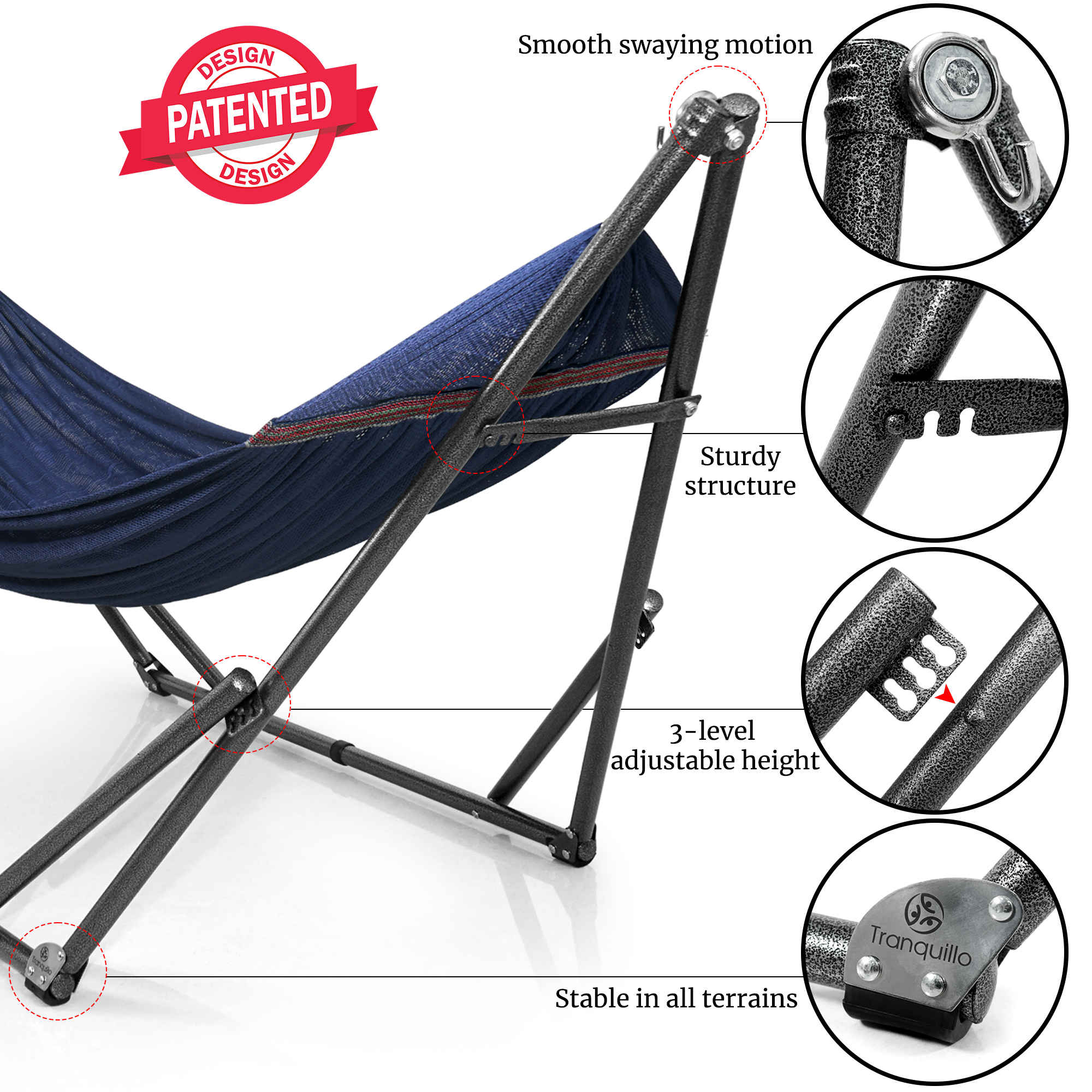 Tranquillo Universal Hammock with Medium Size Stands for Ultimate Relaxation - Ideal Universal Hammock Stands - Medium Size - Image 59