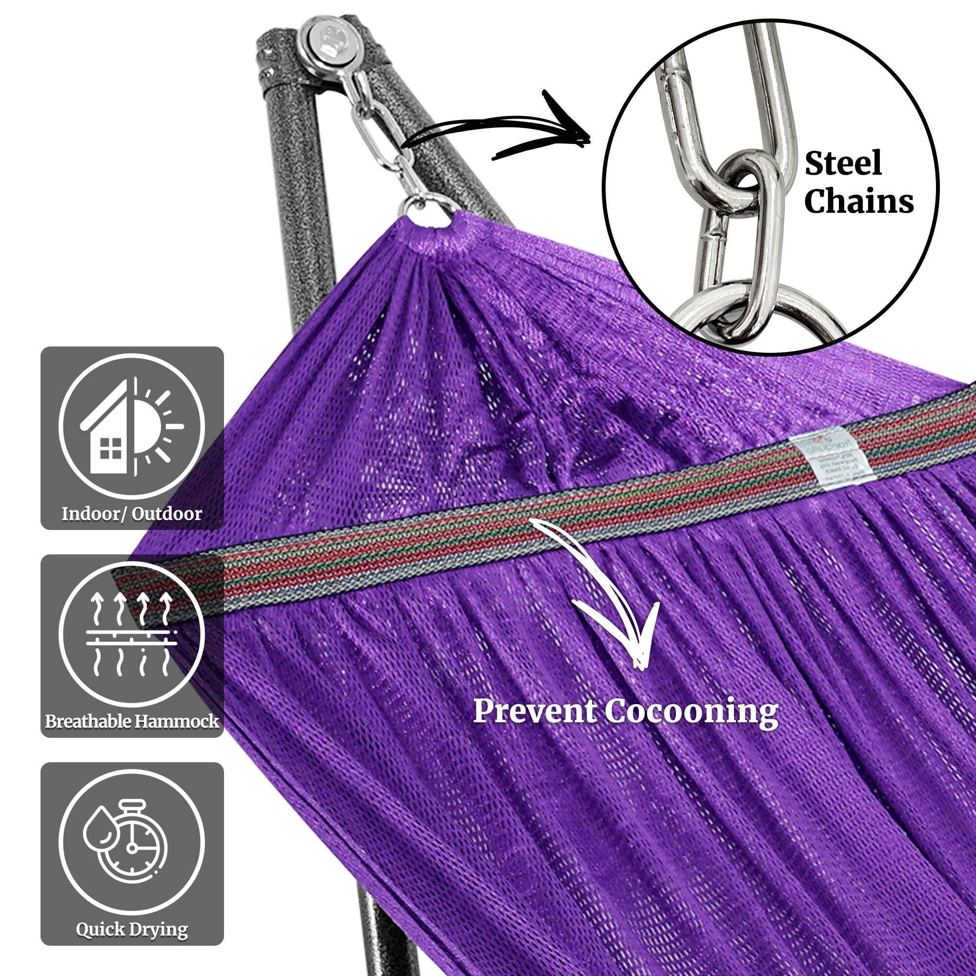 Tranquillo Universal Hammock with Medium Size Stands for Ultimate Relaxation - Ideal Universal Hammock Stands - Medium Size - Image 65