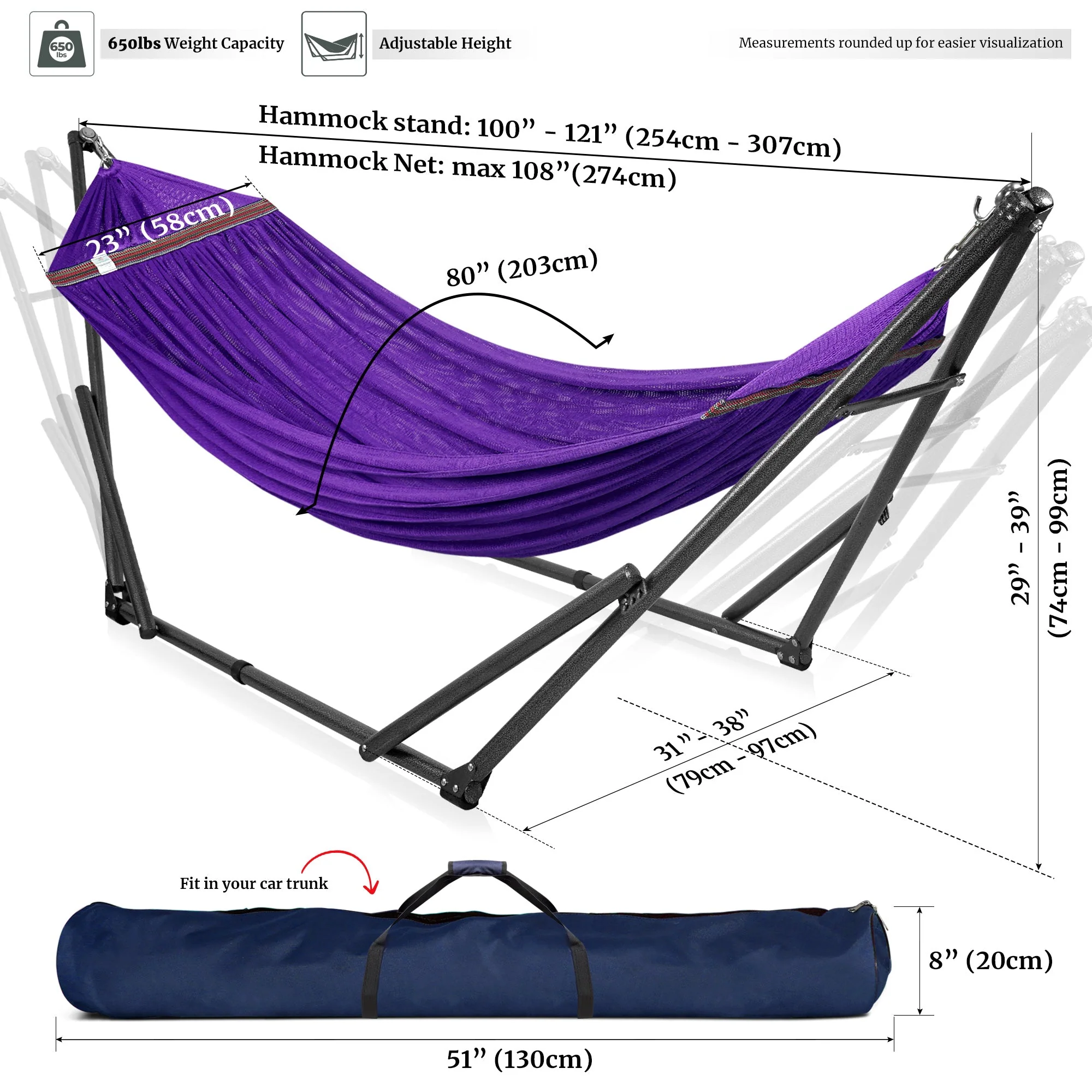 Tranquillo Universal Hammock with Medium Size Stands for Ultimate Relaxation - Ideal Universal Hammock Stands - Medium Size - Image 66