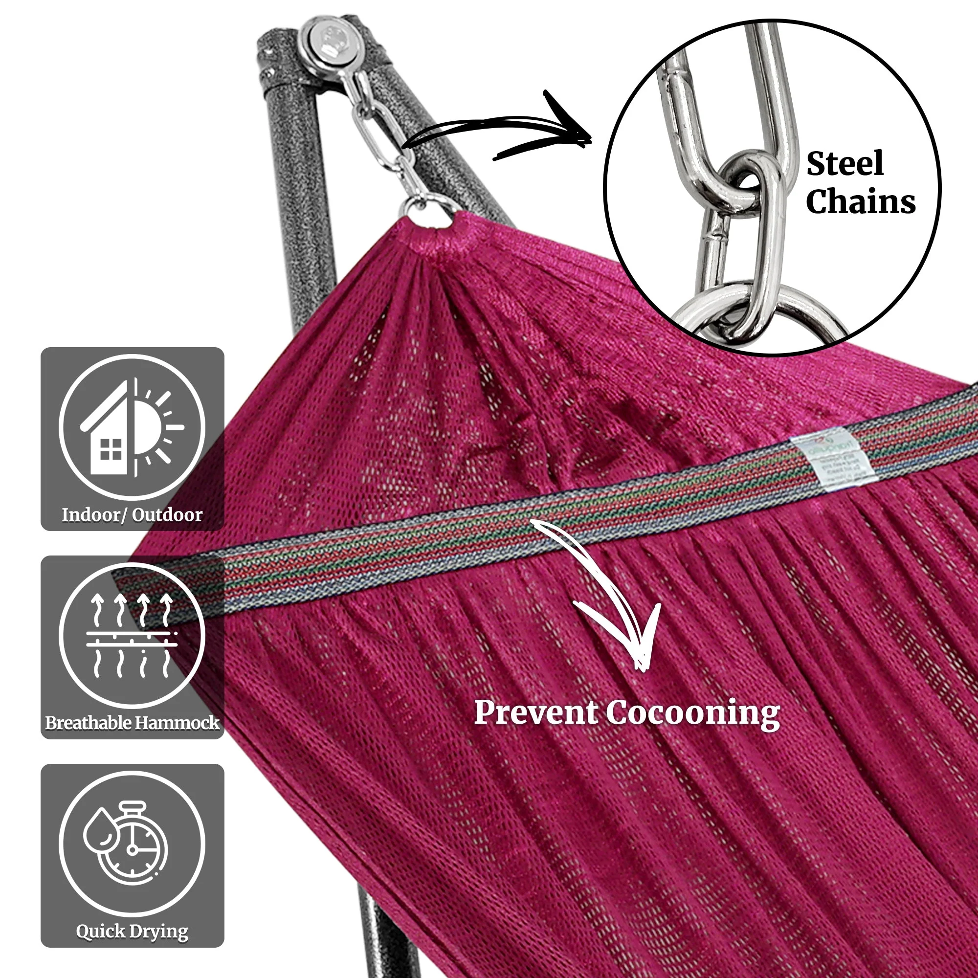 Tranquillo Universal Hammock with Medium Size Stands for Ultimate Relaxation - Ideal Universal Hammock Stands - Medium Size - Image 74