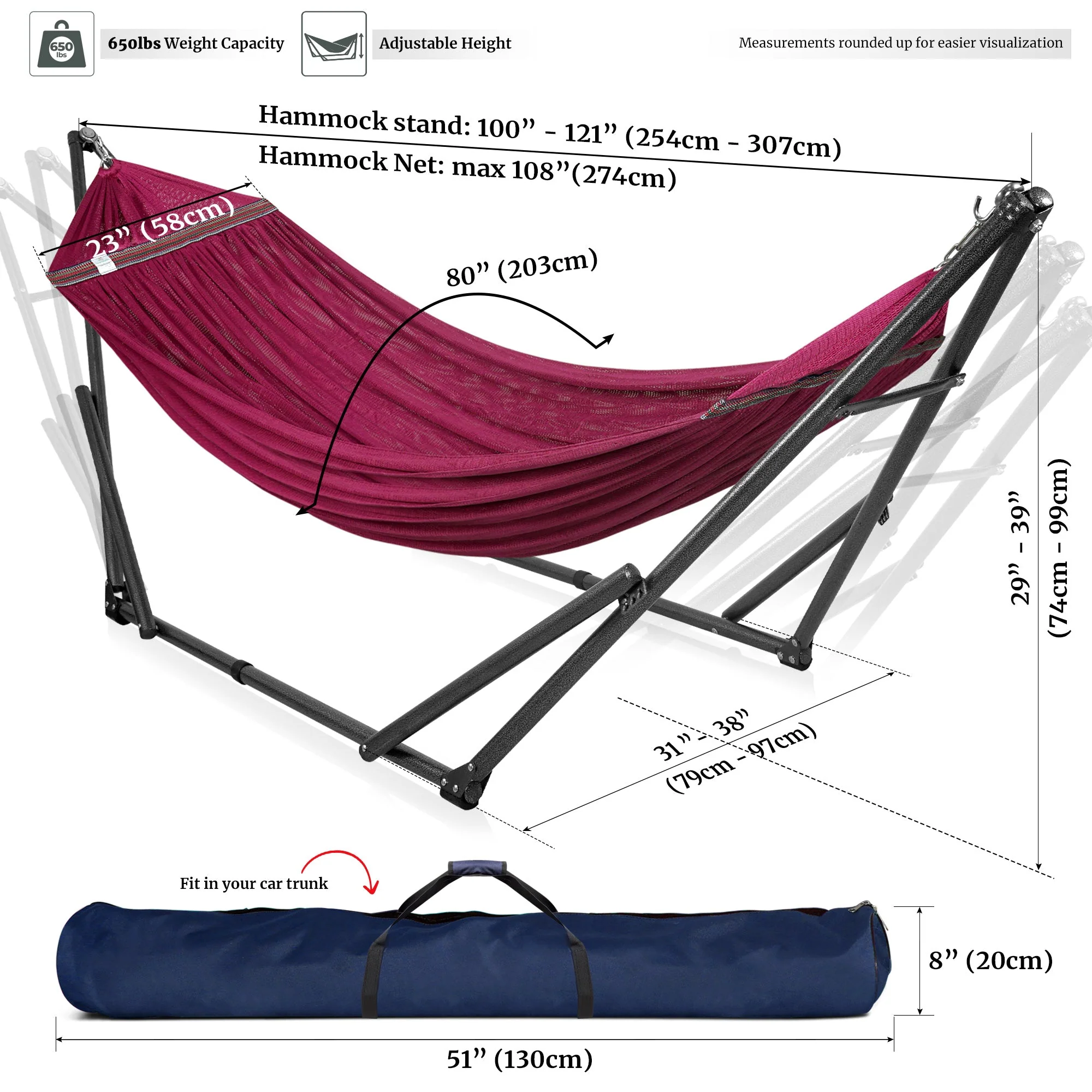 Tranquillo Universal Hammock with Medium Size Stands for Ultimate Relaxation - Ideal Universal Hammock Stands - Medium Size - Image 75
