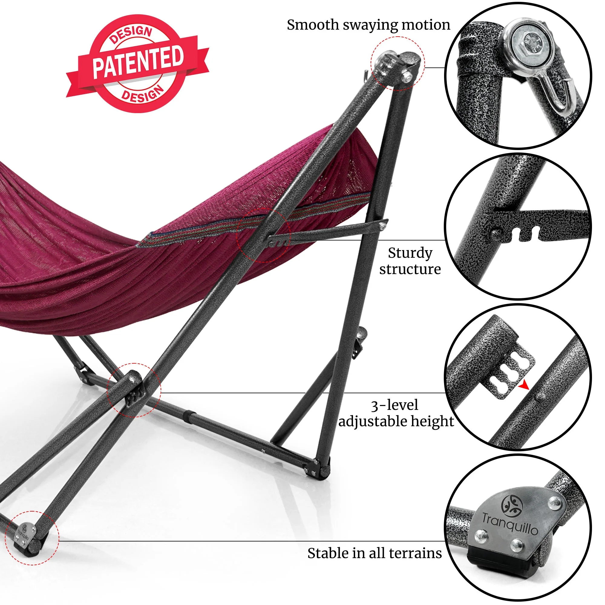 Tranquillo Universal Hammock with Medium Size Stands for Ultimate Relaxation - Ideal Universal Hammock Stands - Medium Size - Image 77