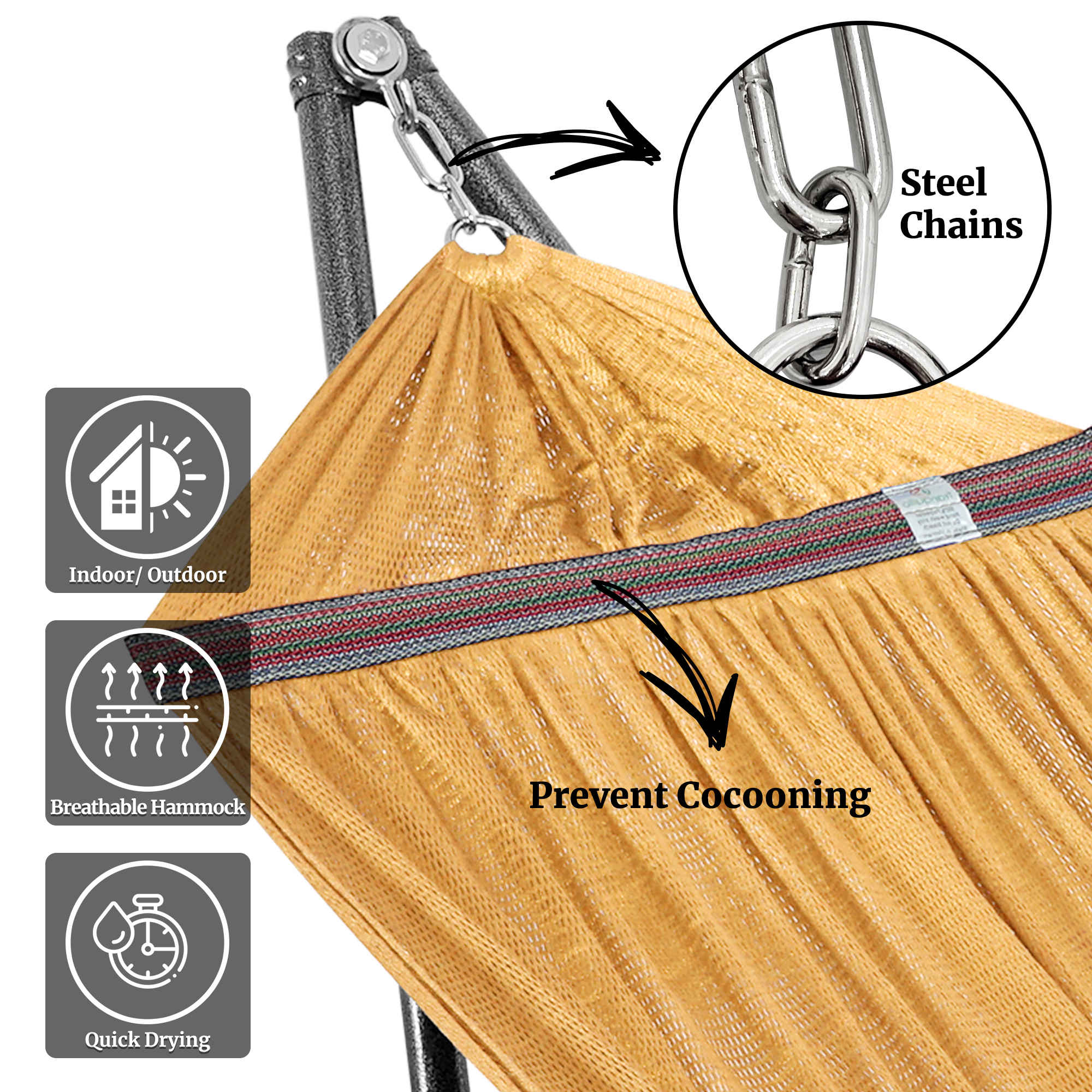 Tranquillo Universal Hammock with Medium Size Stands for Ultimate Relaxation - Ideal Universal Hammock Stands - Medium Size - Image 83