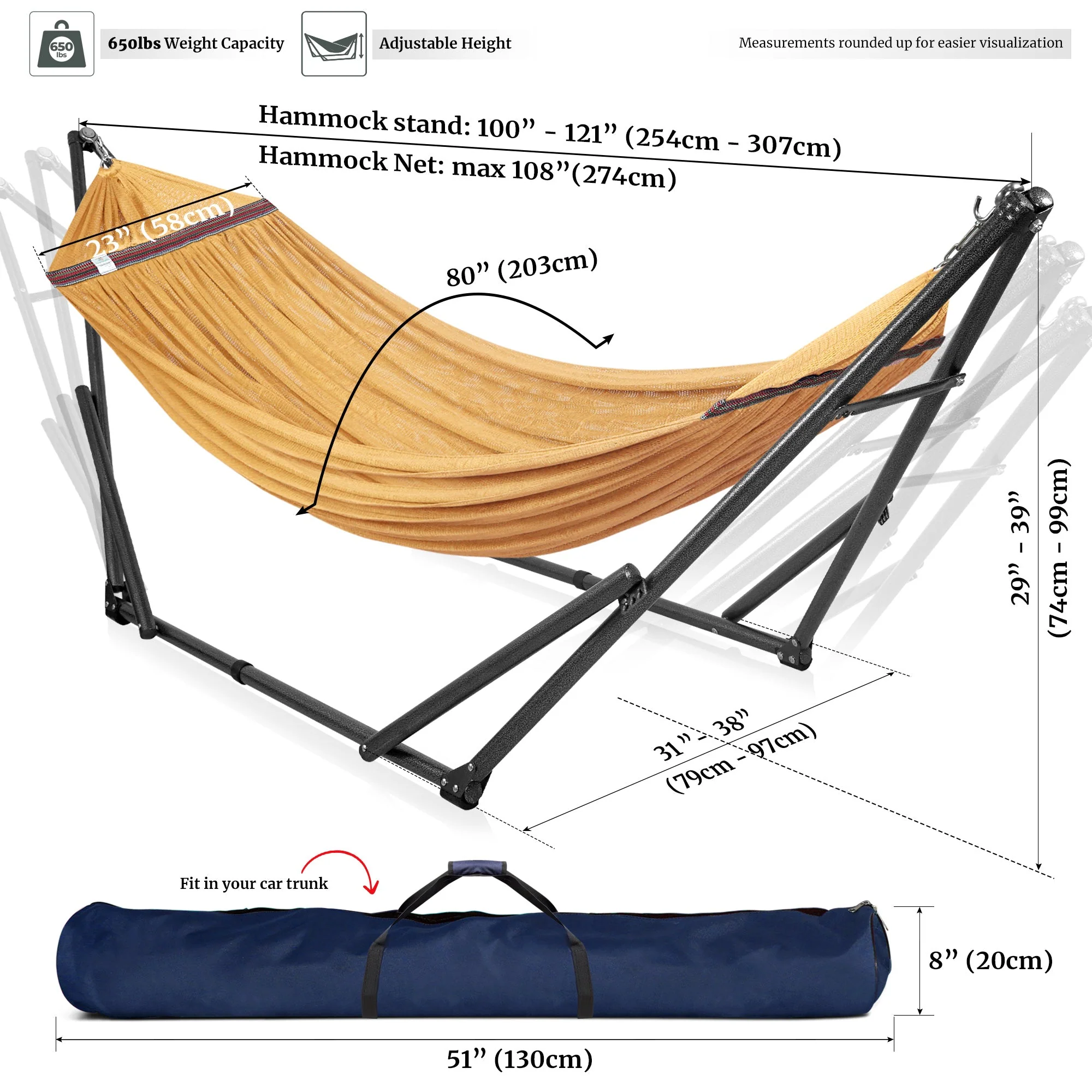Tranquillo Universal Hammock with Medium Size Stands for Ultimate Relaxation - Ideal Universal Hammock Stands - Medium Size - Image 84