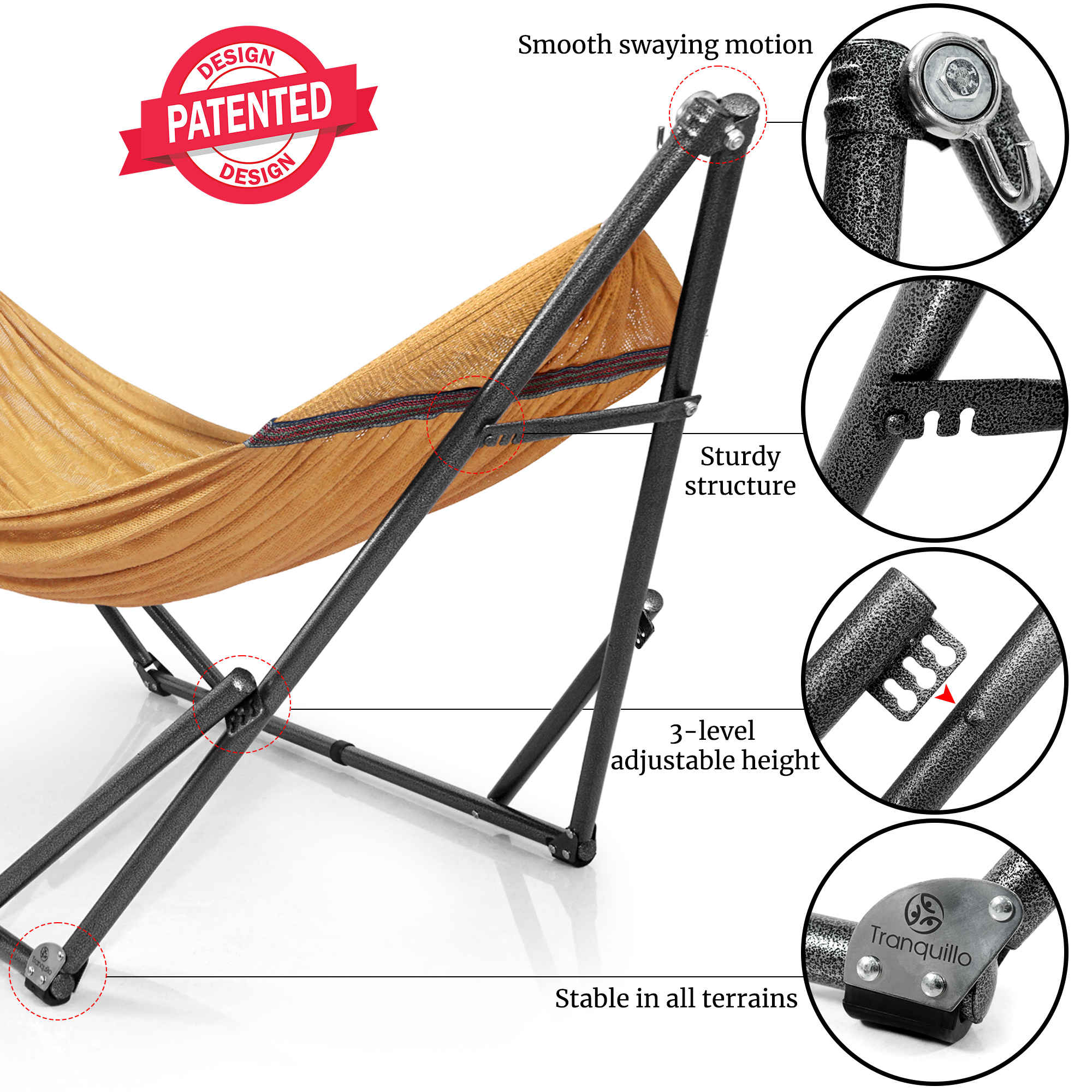 Tranquillo Universal Hammock with Medium Size Stands for Ultimate Relaxation - Ideal Universal Hammock Stands - Medium Size - Image 86