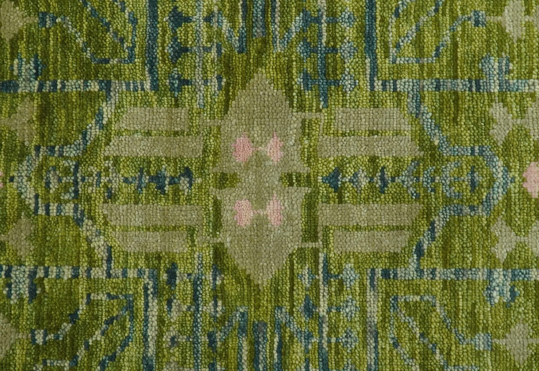 Transitional Design Green And Blue Hand Knotted Custom Made Wool Rug - Image 5