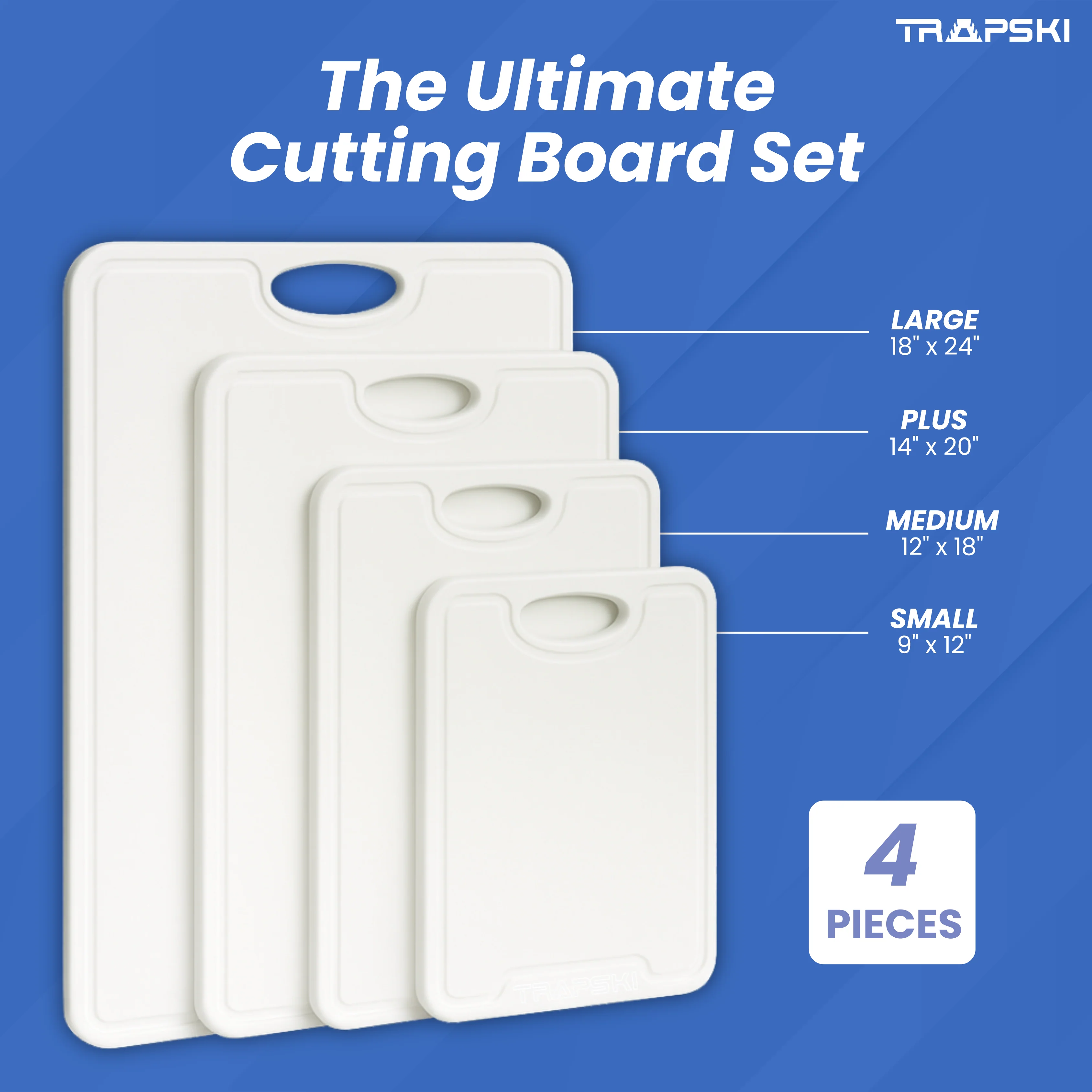 TRAPSKI 3/8 Inch Thick HDPE Cutting Boards | Food-Grade | Juice Grooves - Image 3