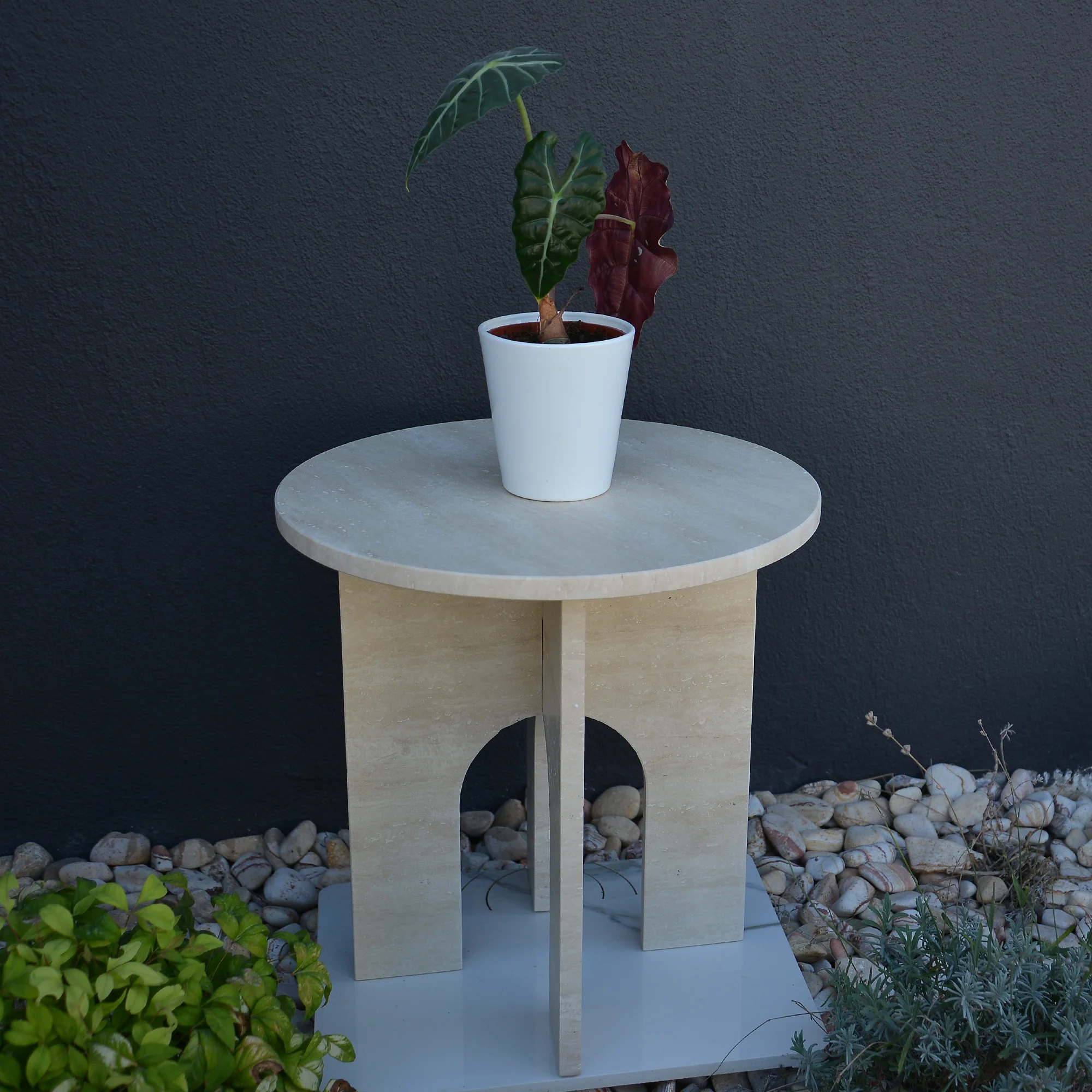 Travertine Marble Coffee Table, Round Marble Coffee Table, Luxury Side Table, Elegant Coffee Table for Living Room, Marble Side Table - Image 2