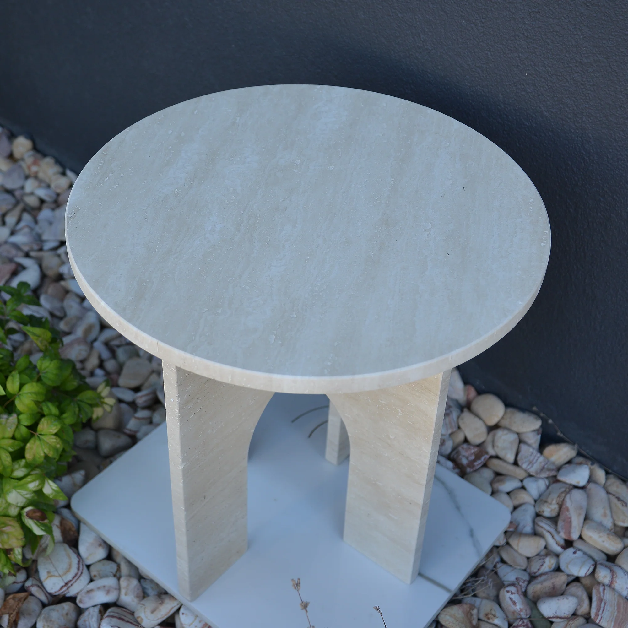 Travertine Marble Coffee Table, Round Marble Coffee Table, Luxury Side Table, Elegant Coffee Table for Living Room, Marble Side Table - Image 4