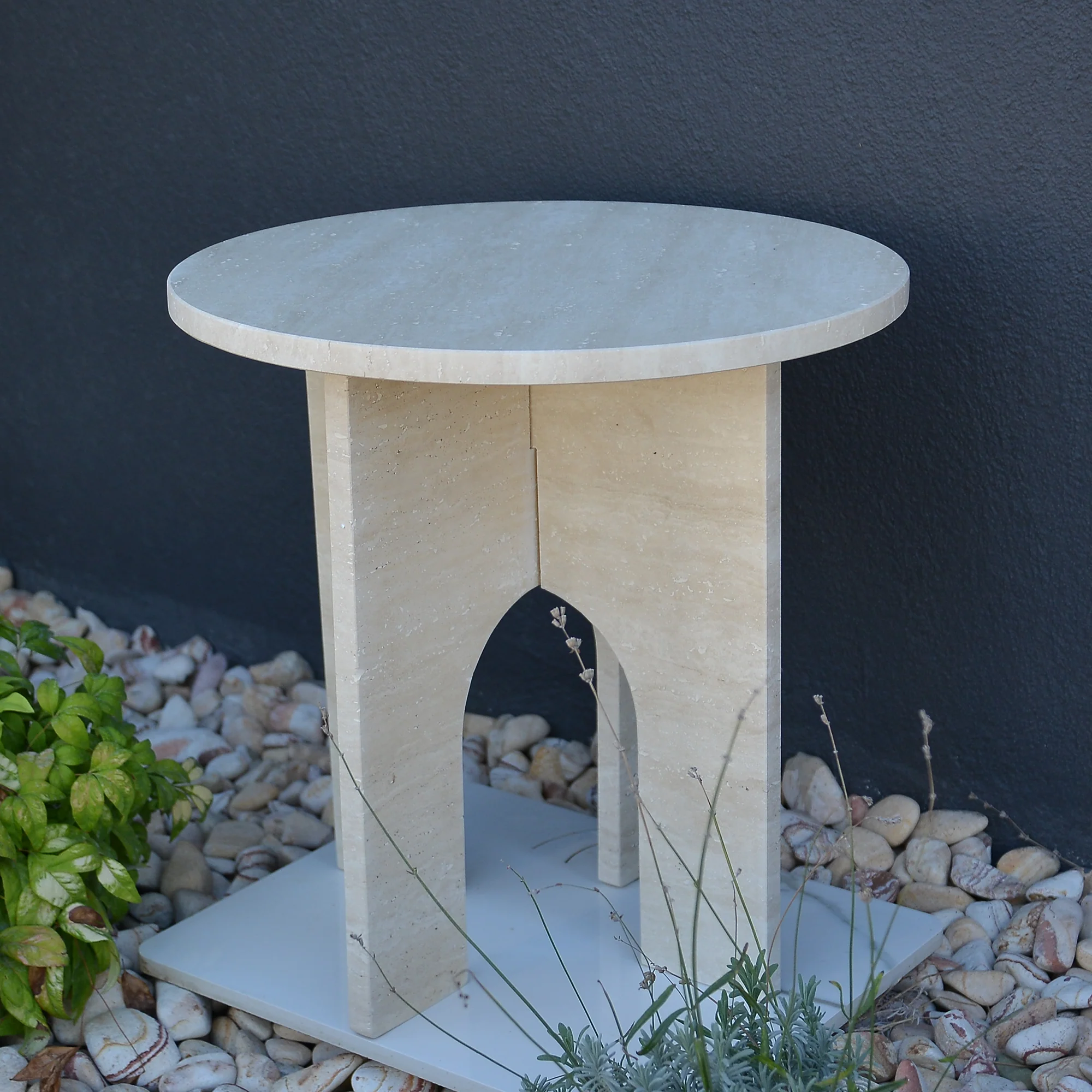 Travertine Marble Coffee Table, Round Marble Coffee Table, Luxury Side Table, Elegant Coffee Table for Living Room, Marble Side Table - Image 5
