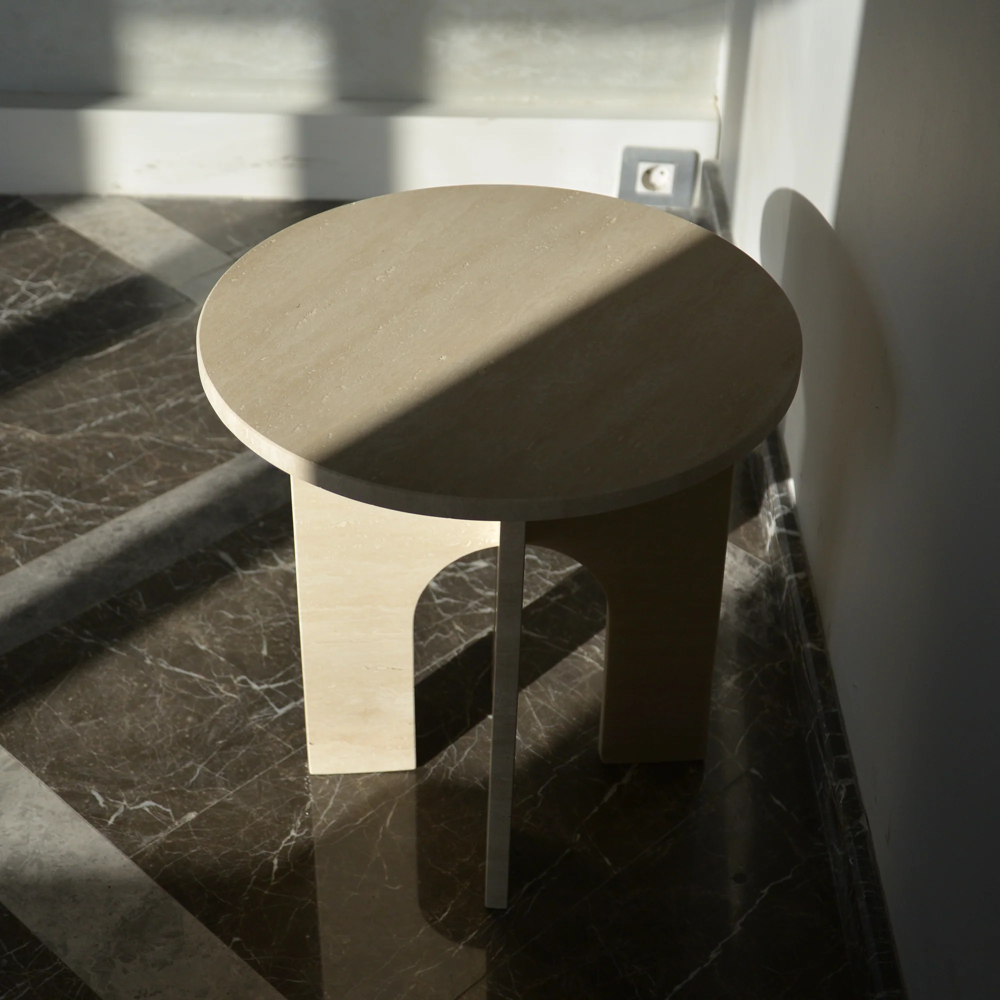 Travertine Marble Coffee Table, Round Marble Coffee Table, Luxury Side Table, Elegant Coffee Table for Living Room, Marble Side Table - Image 7