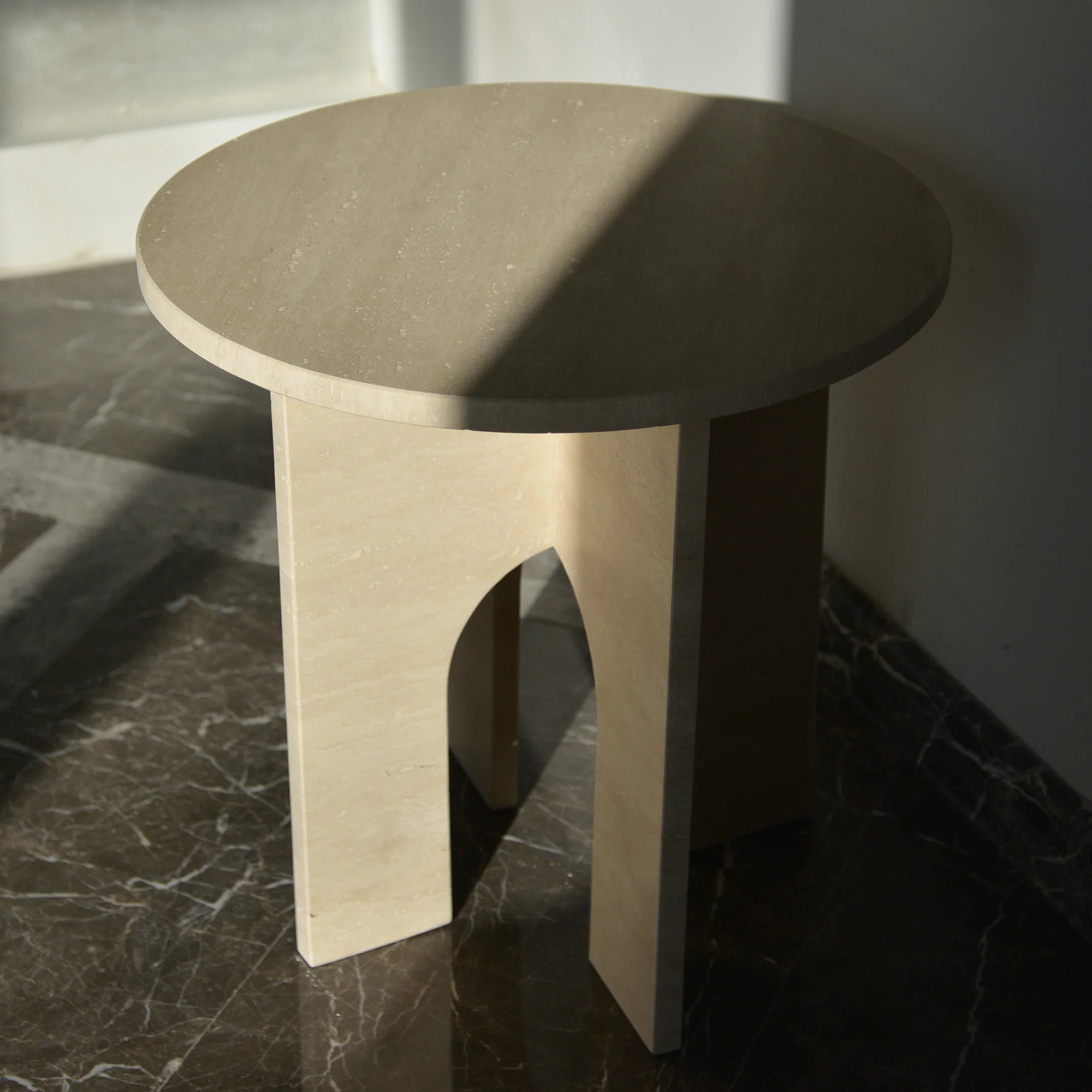 Travertine Marble Coffee Table, Round Marble Coffee Table, Luxury Side Table, Elegant Coffee Table for Living Room, Marble Side Table - Image 8