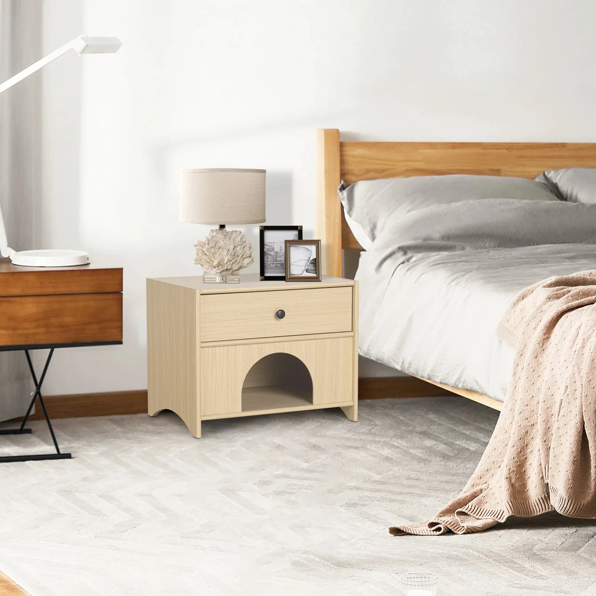 Travis Modern Natural 22-inch Side Table with Pet-Friendly Nook - Image 11