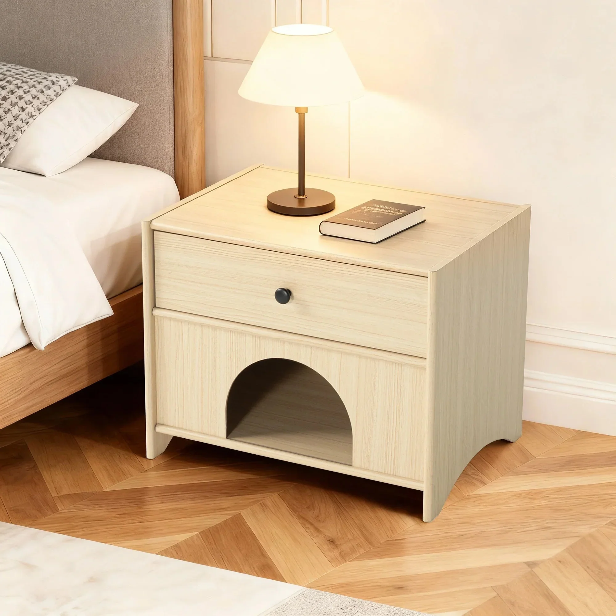 Travis Modern Natural 22-inch Side Table with Pet-Friendly Nook - Image 13