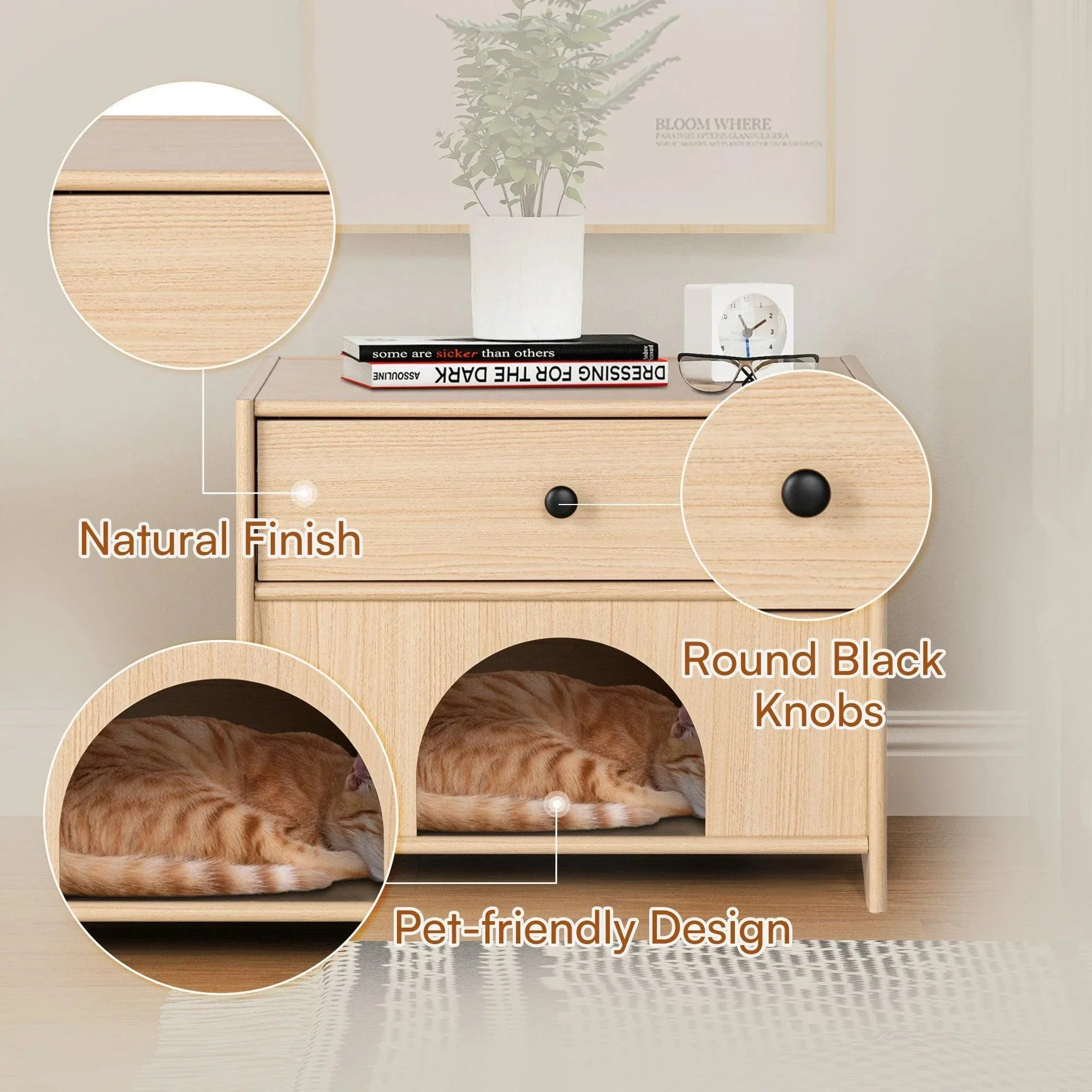 Travis Modern Natural 22-inch Side Table with Pet-Friendly Nook - Image 6