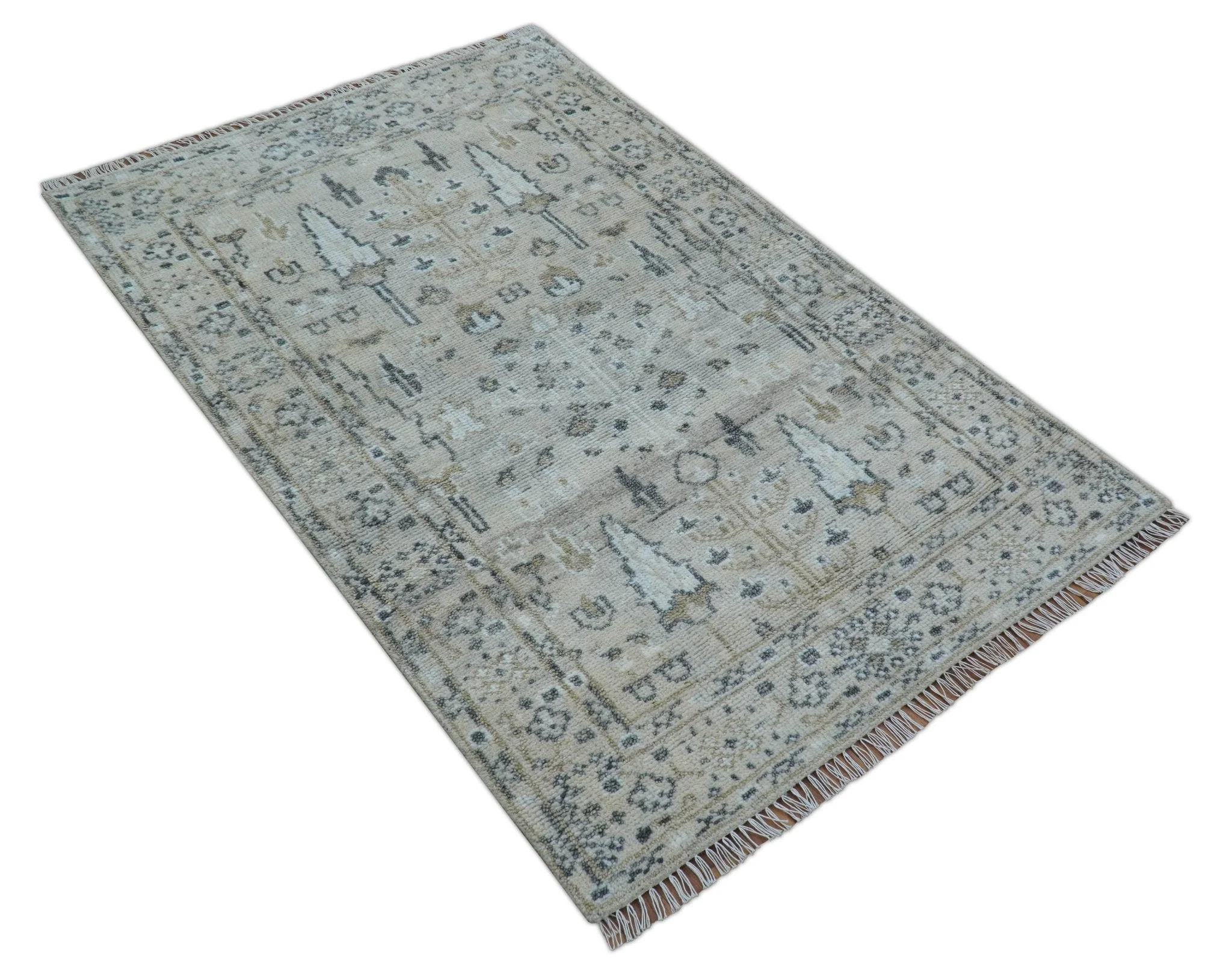 Tree of life Beige Traditional Style Hand knotted 4x6 Wool Area Rug - Image 10