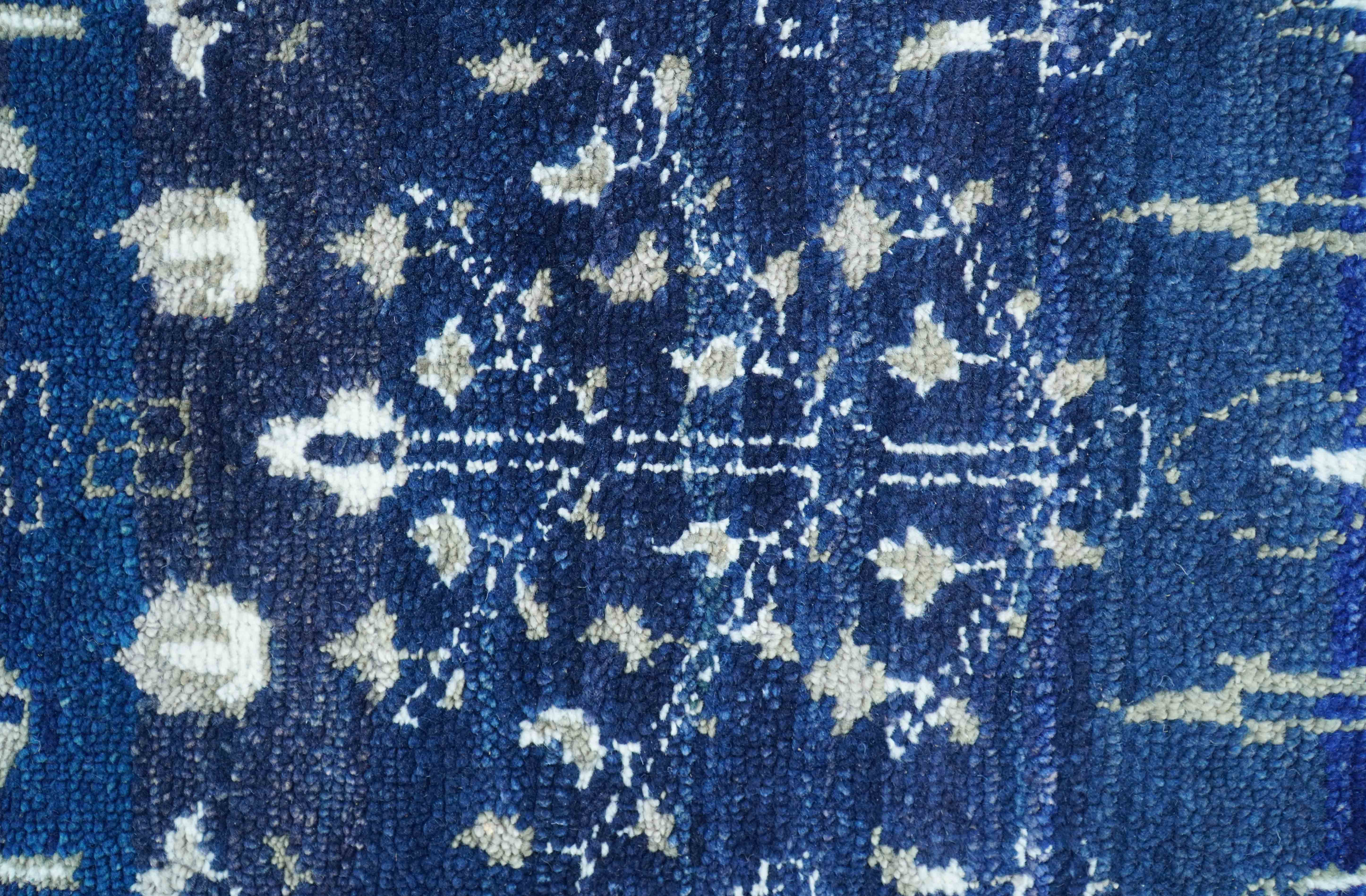 Tree of life Blue Traditional Style Hand knotted 5x8 Wool Area Rug - Image 4