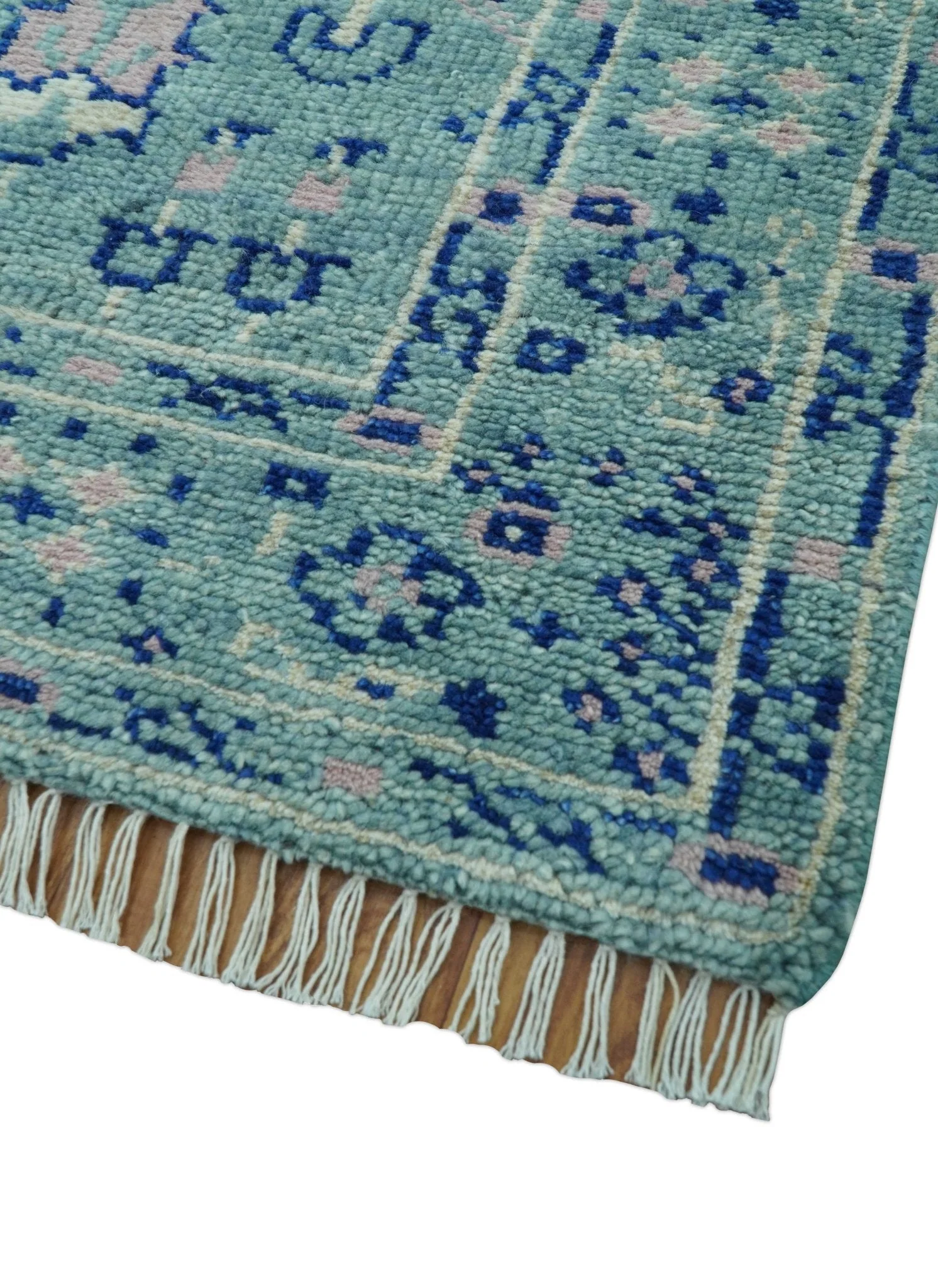 Tree of life Teal And Blue Hand knotted 4x6 Wool Area Rug - Image 10