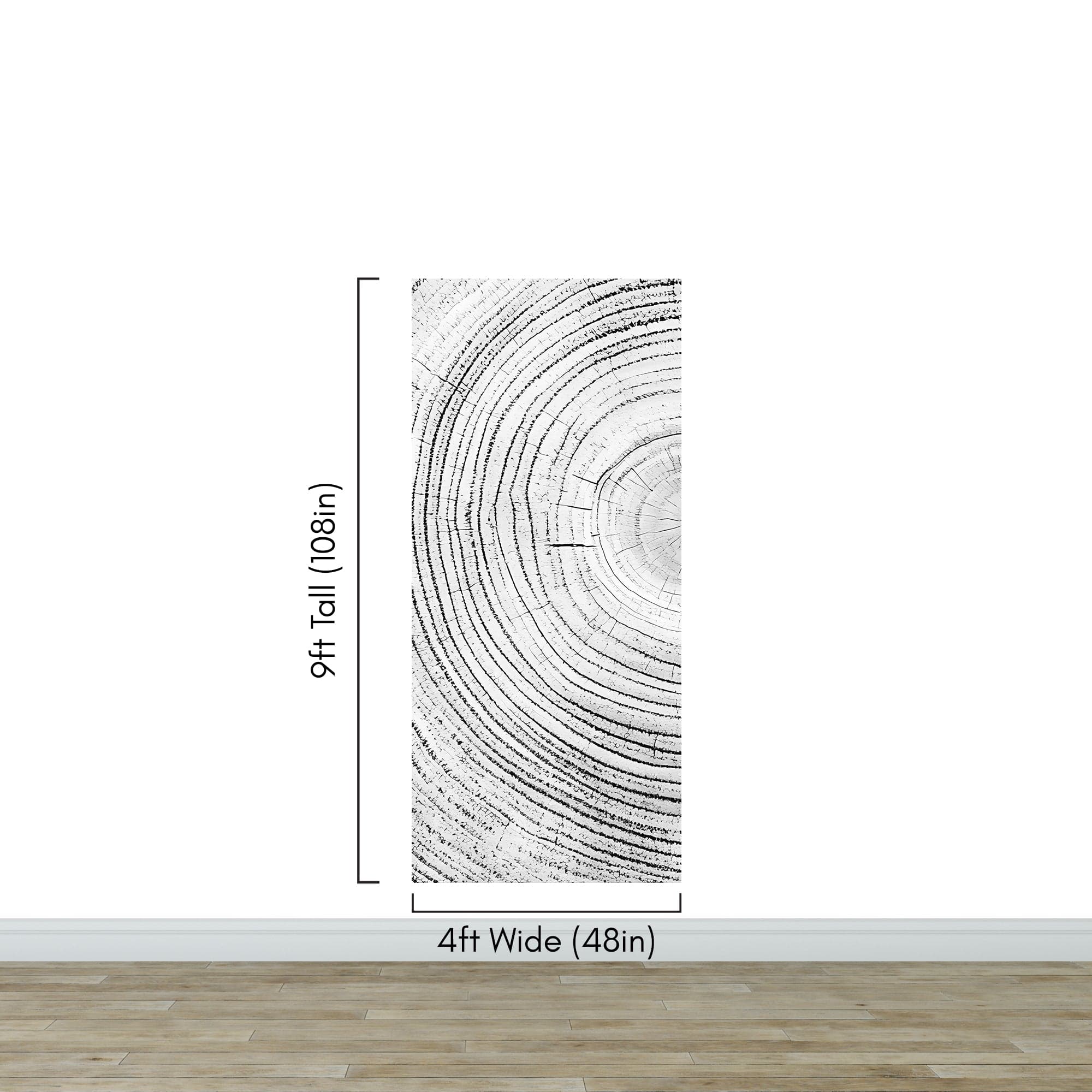 Tree Rings Wallpaper Mural. Black and White  Modern Wood Grain Circle Pattern. #7022 - Image 10