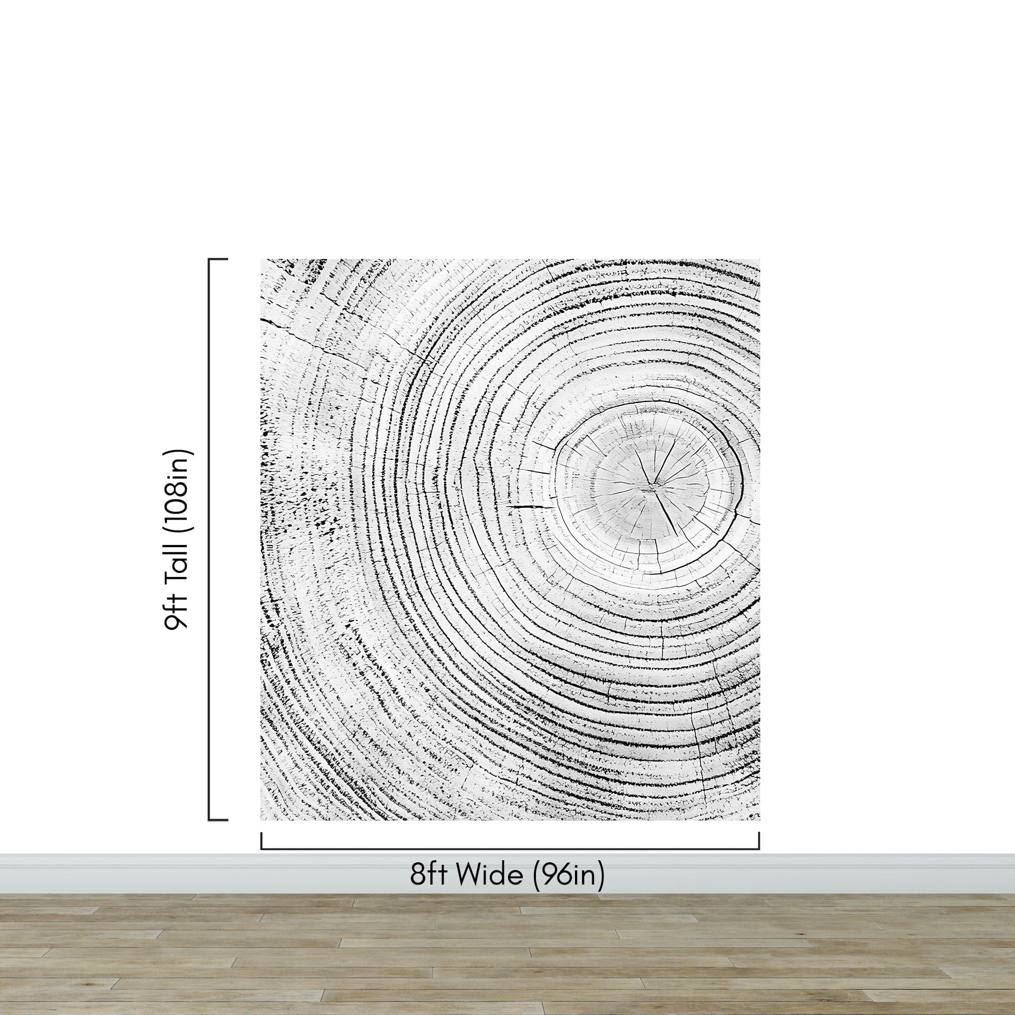 Tree Rings Wallpaper Mural. Black and White  Modern Wood Grain Circle Pattern. #7022 - Image 11