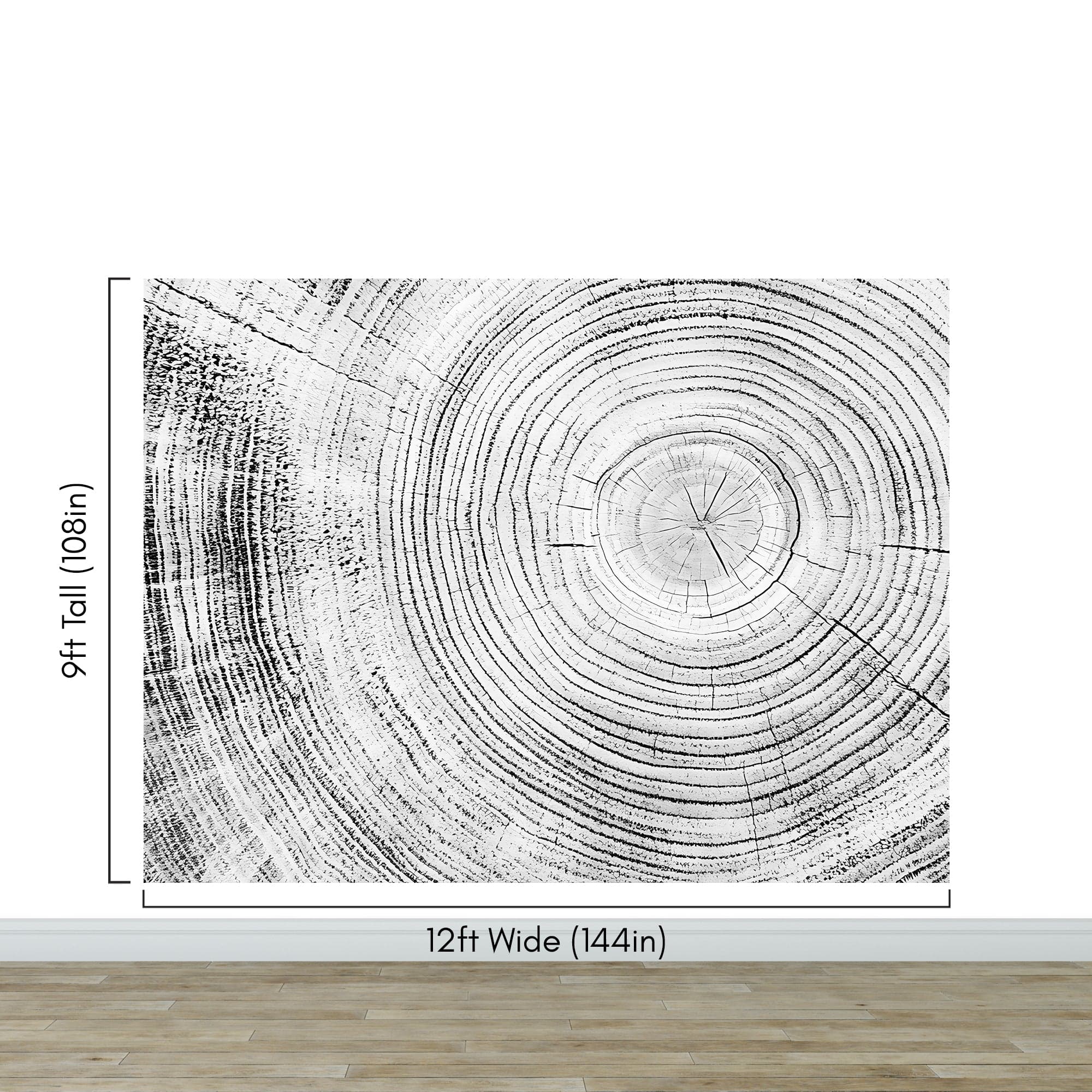 Tree Rings Wallpaper Mural. Black and White  Modern Wood Grain Circle Pattern. #7022 - Image 12