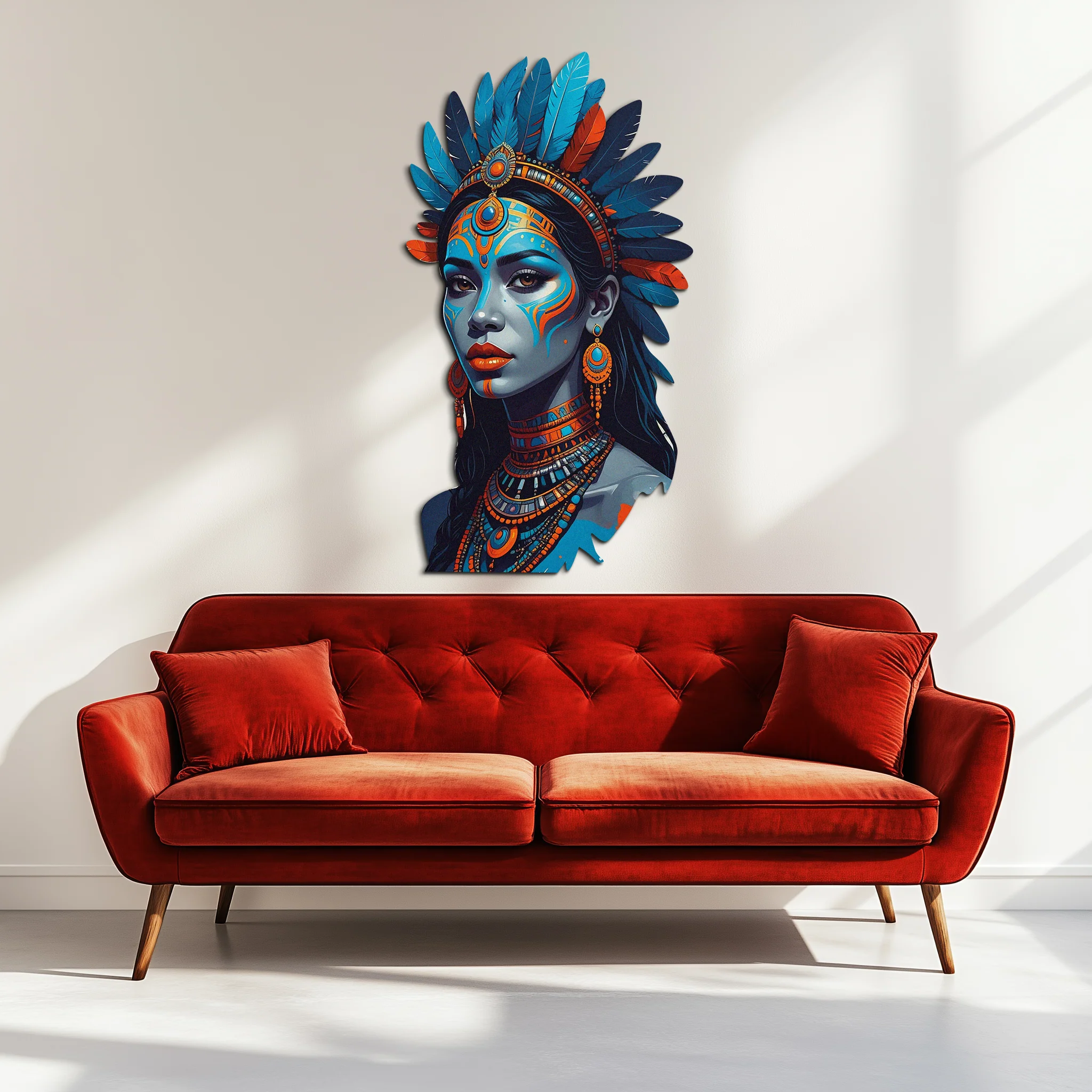 Tribal Blue Goddess Metal Wall Art – Ethnic Spirit Decor-KAFUVM021 - Image 3