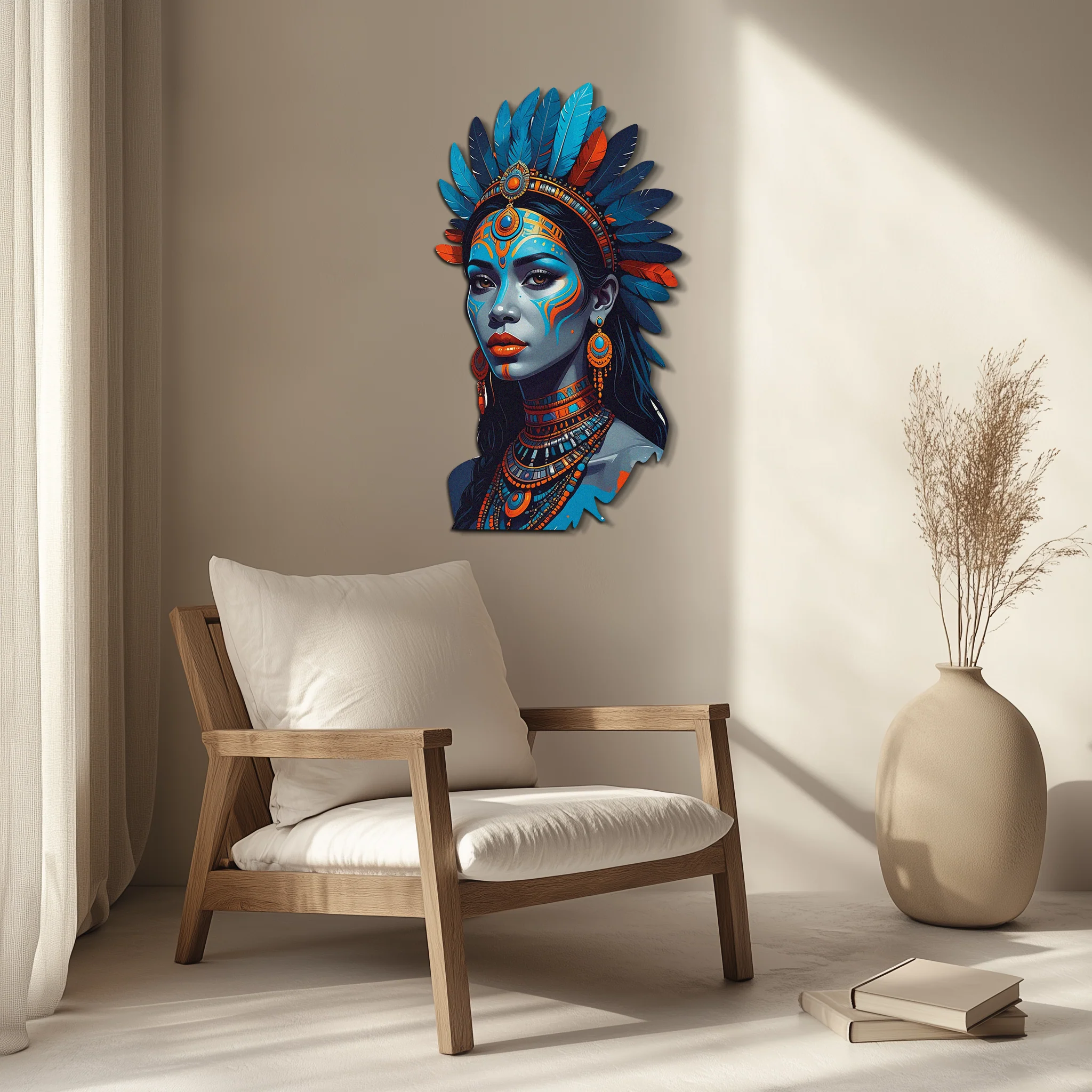 Tribal Blue Goddess Metal Wall Art – Ethnic Spirit Decor-KAFUVM021 - Image 4