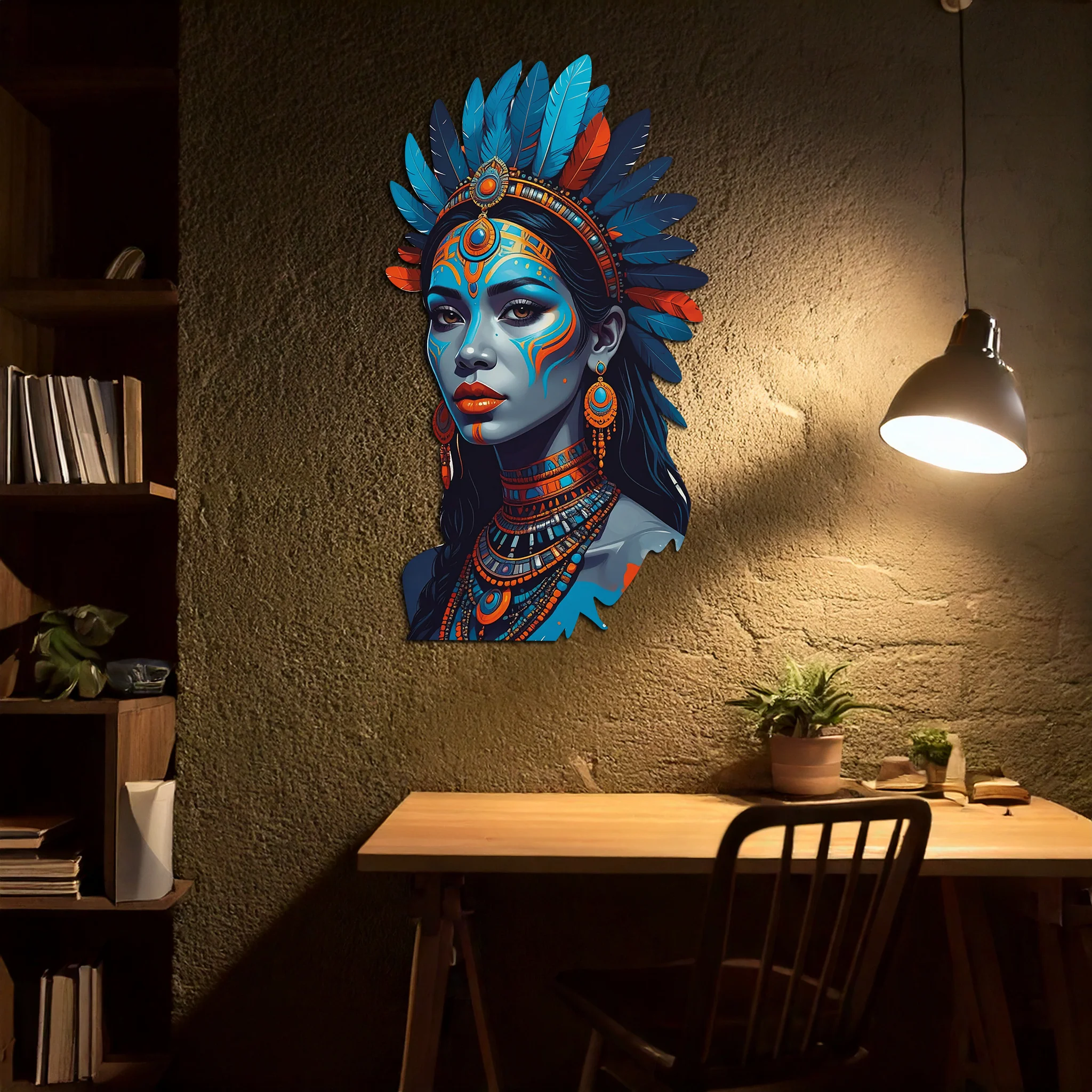 Tribal Blue Goddess Metal Wall Art – Ethnic Spirit Decor-KAFUVM021 - Image 7