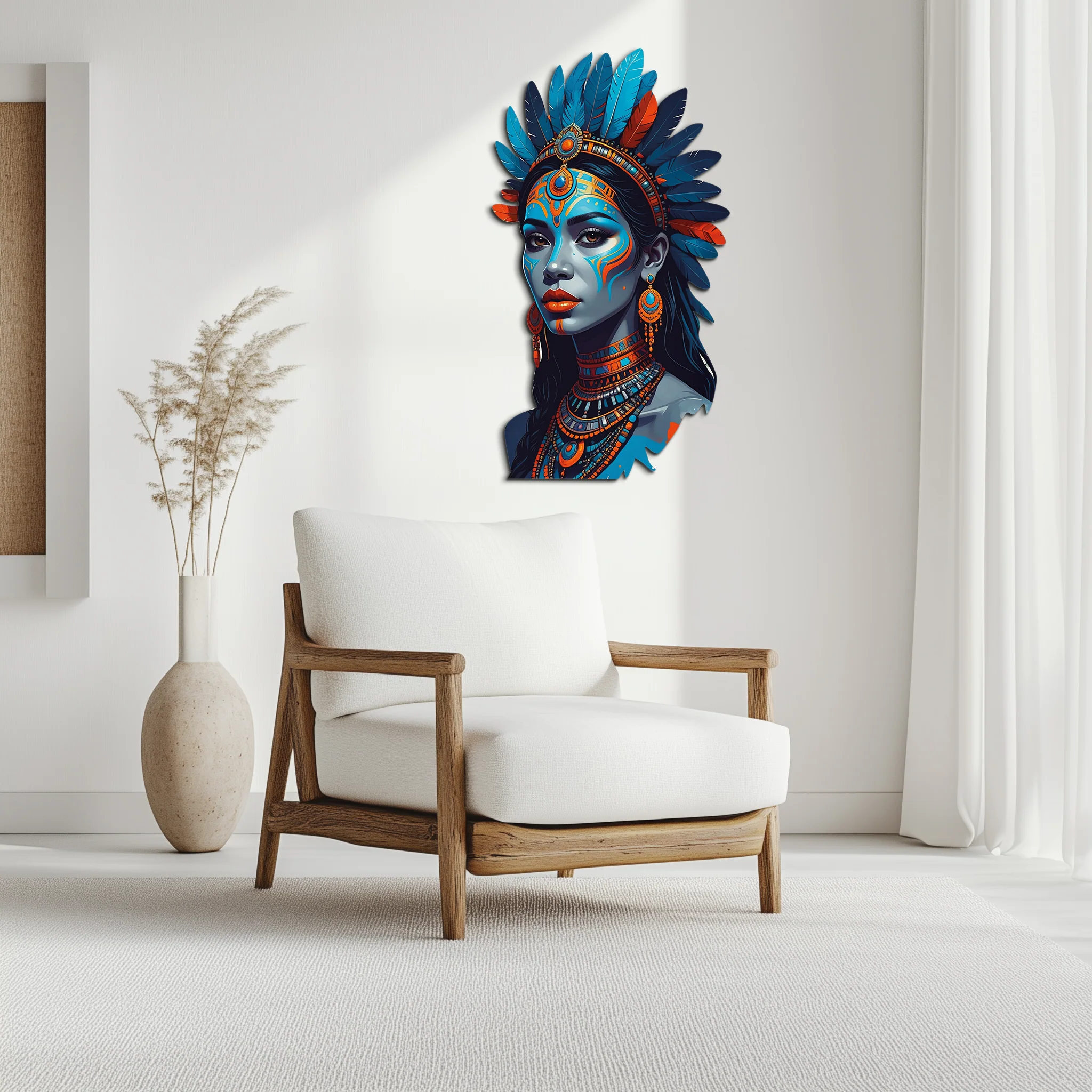 Tribal Blue Goddess Metal Wall Art – Ethnic Spirit Decor-KAFUVM021 - Image 8