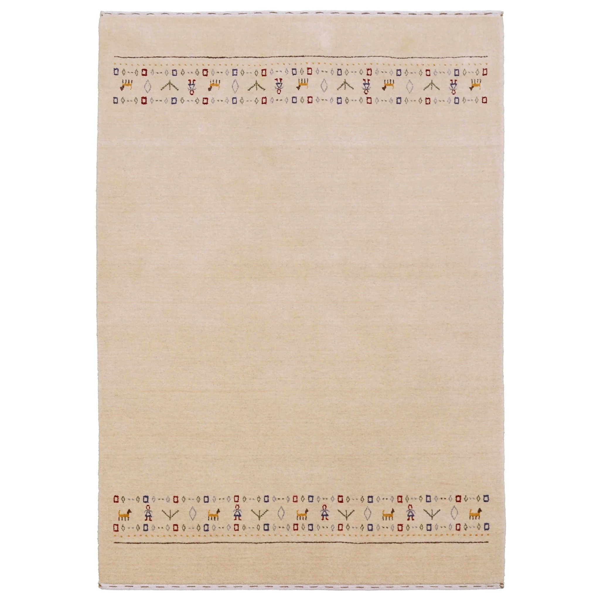 Tribal Border Ivory Design Hand Loomed Wool Area Rug - Image 10
