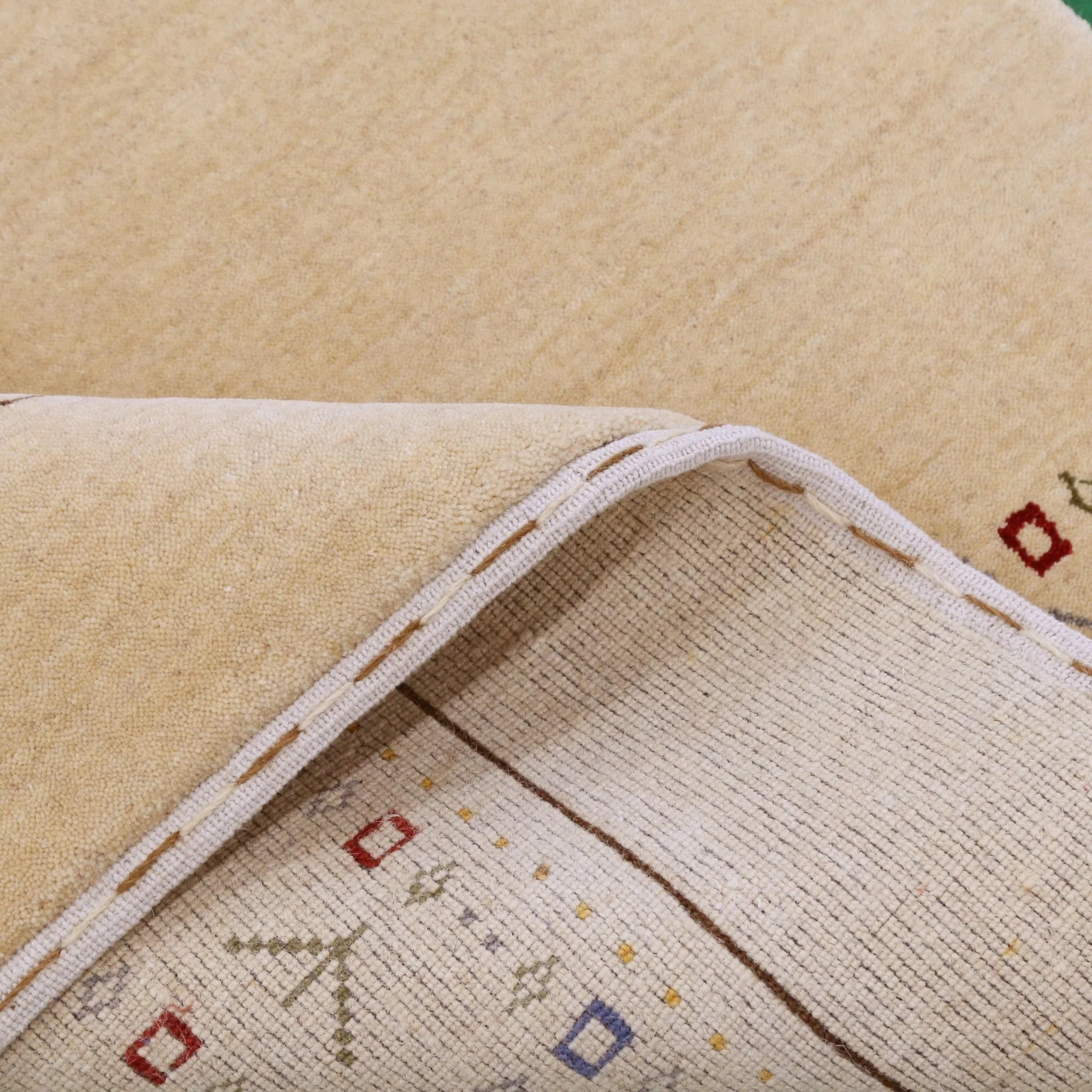 Tribal Border Ivory Design Hand Loomed Wool Area Rug - Image 9