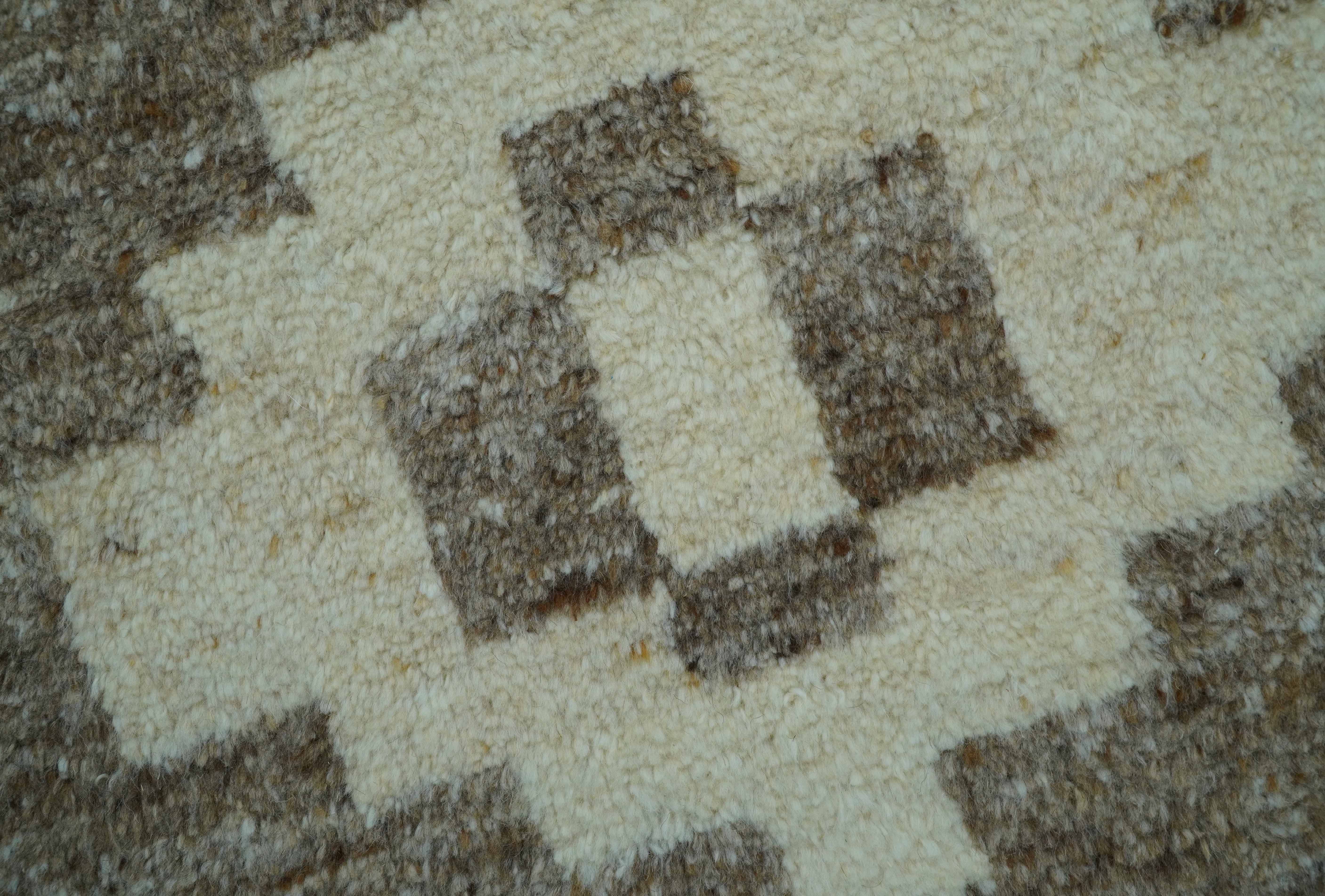 Tribal Custom Made Contemporary Beige Hand knotted Wool Area Rug - Image 6